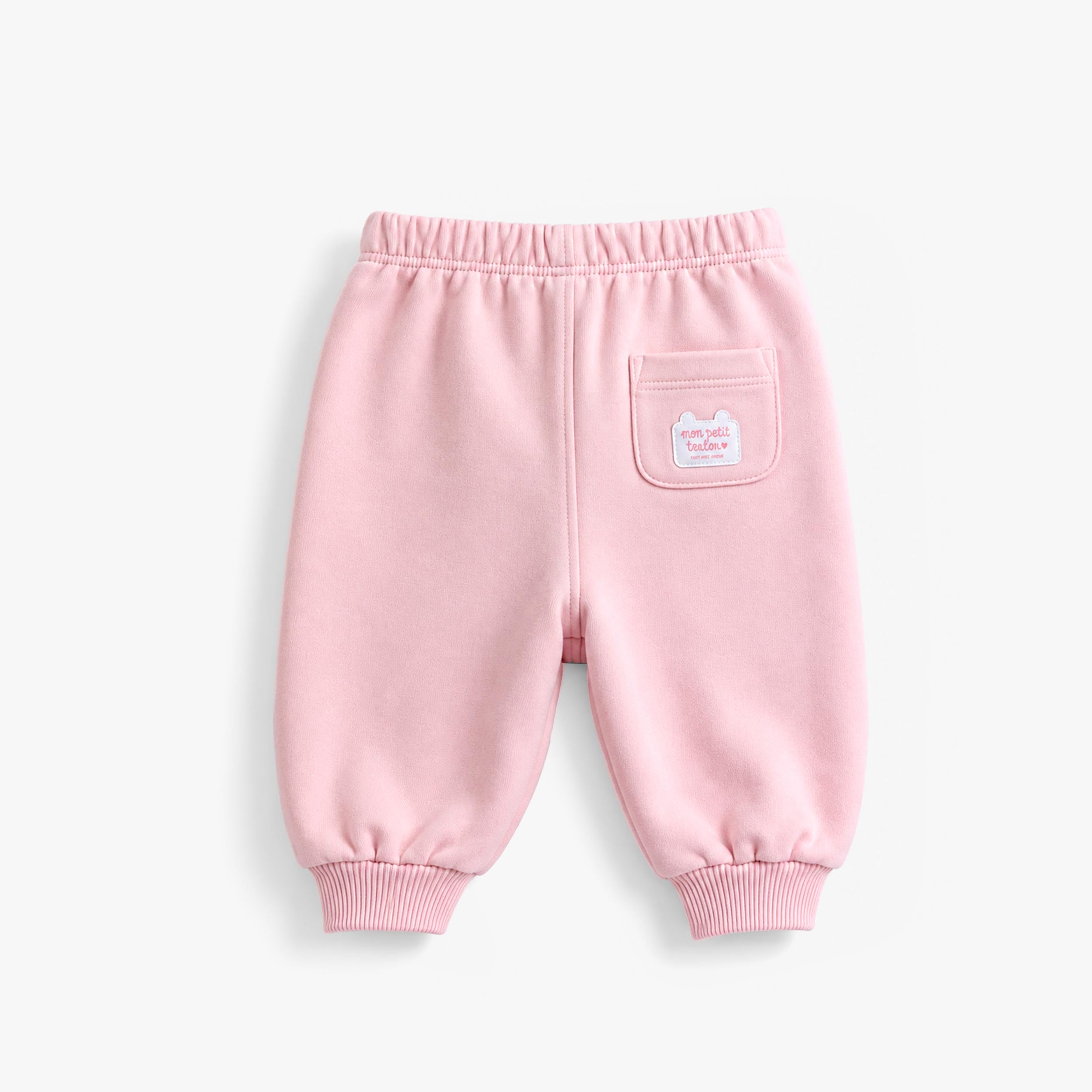 Pink fleece jogger pants, baby