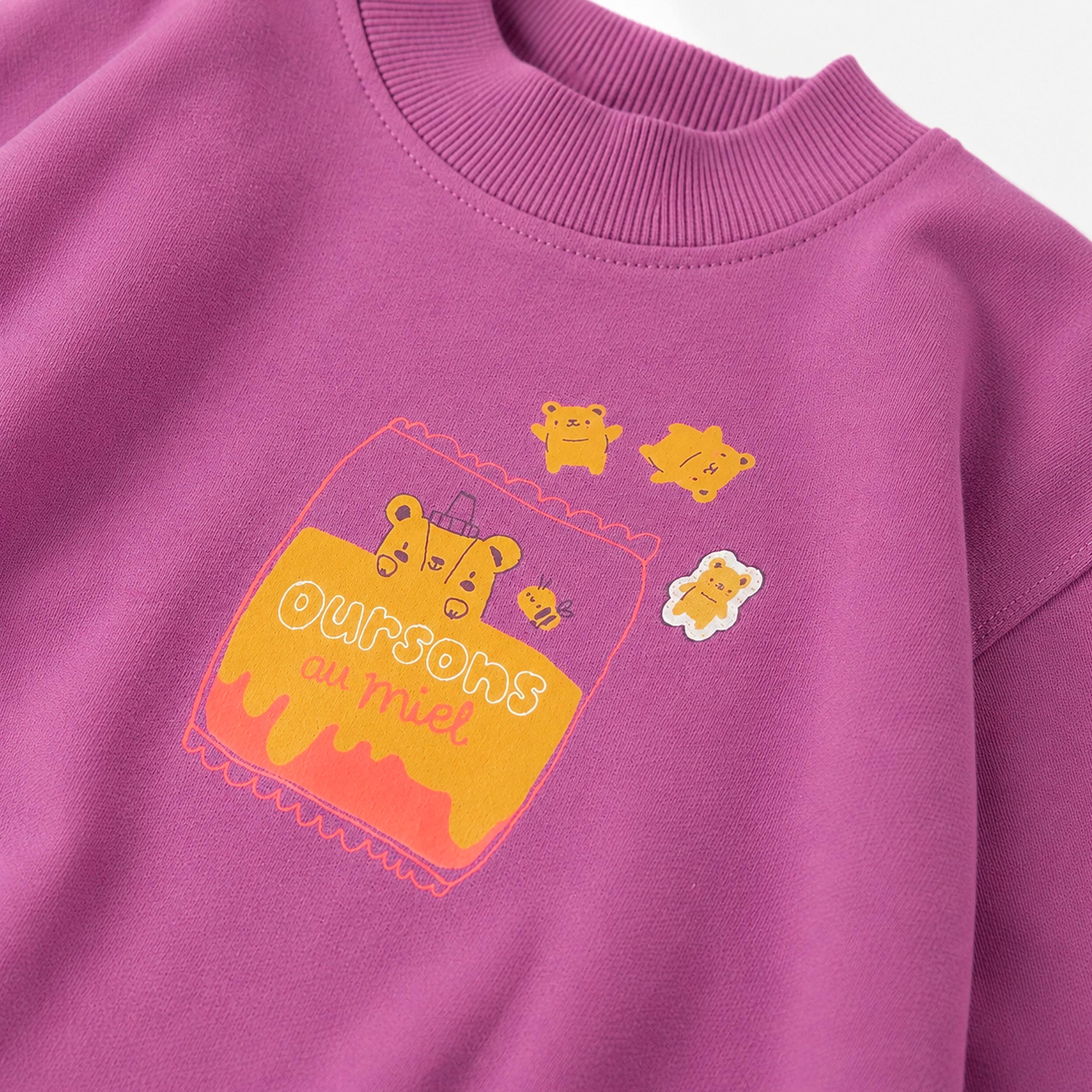 Purple sweatshirt with illustration, baby
