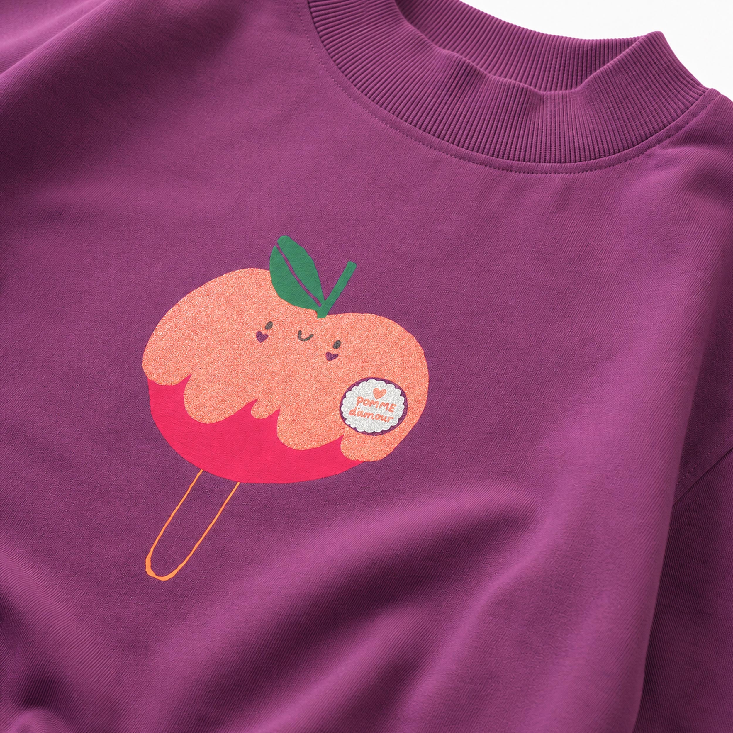 Chandail mauve foncé avec illustration , enfant