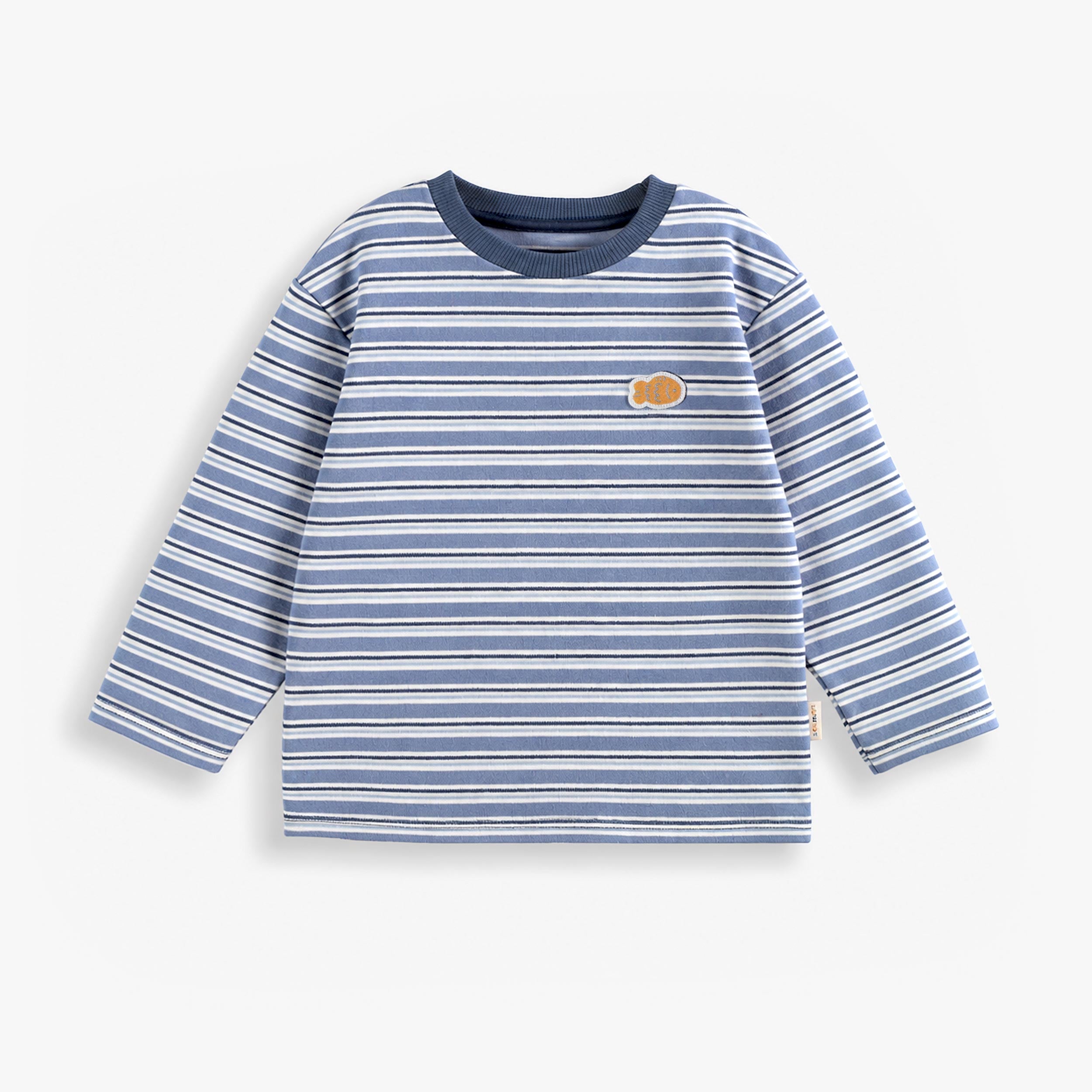 T-shirt rayé bleu et crème, bébé