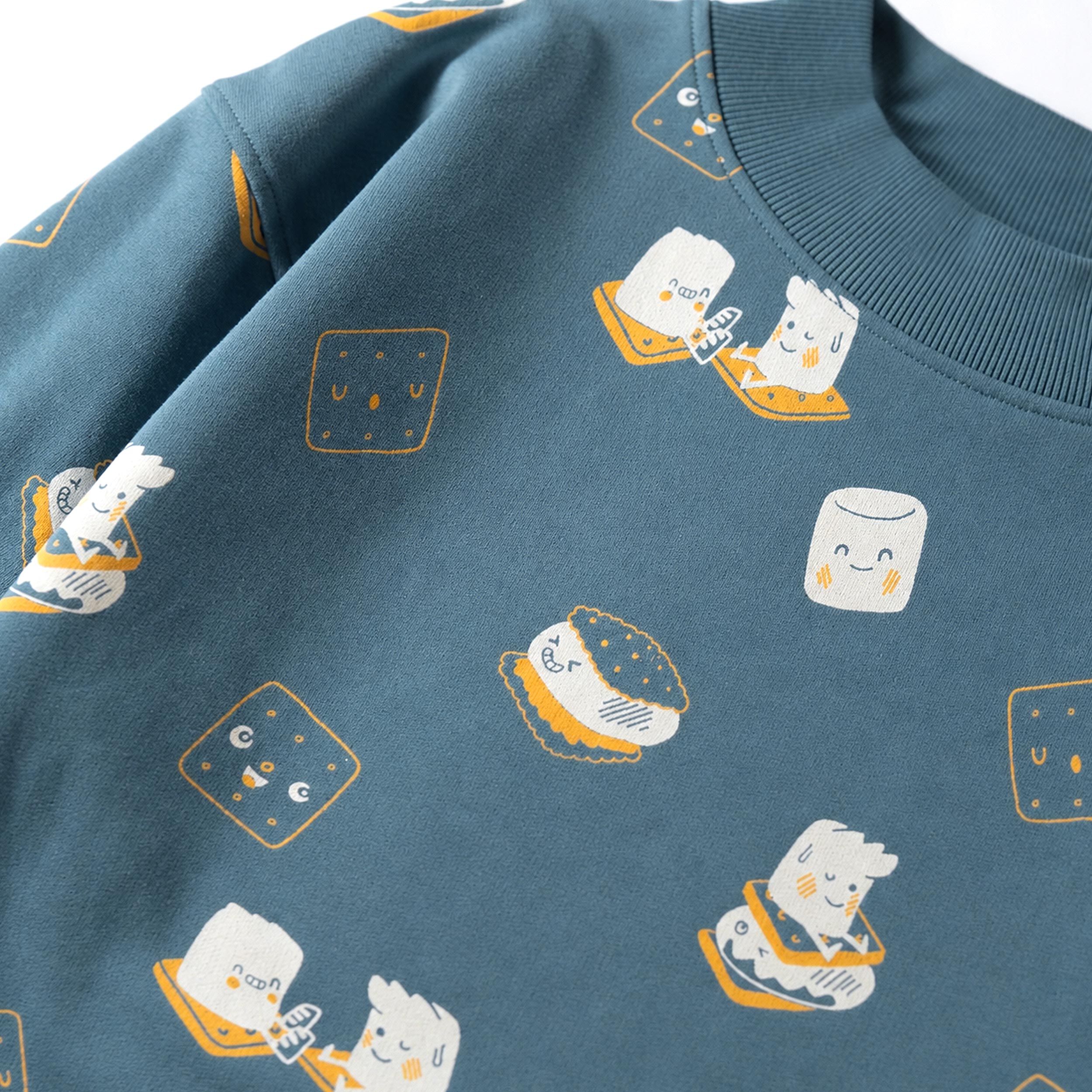 Chandail molletonné bleu à imprimé, enfant