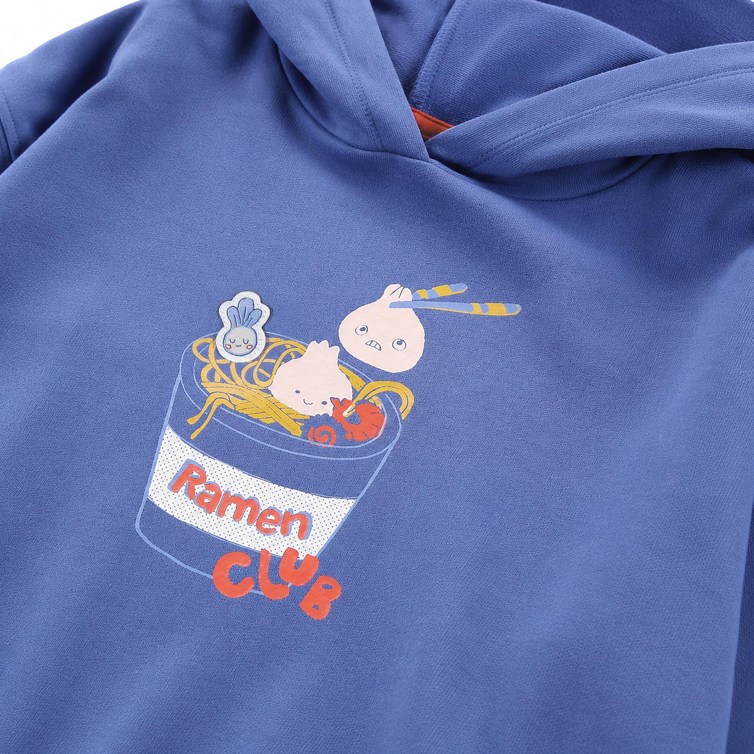 Chandail à capuchon bleu avec illustration de ramen, enfant