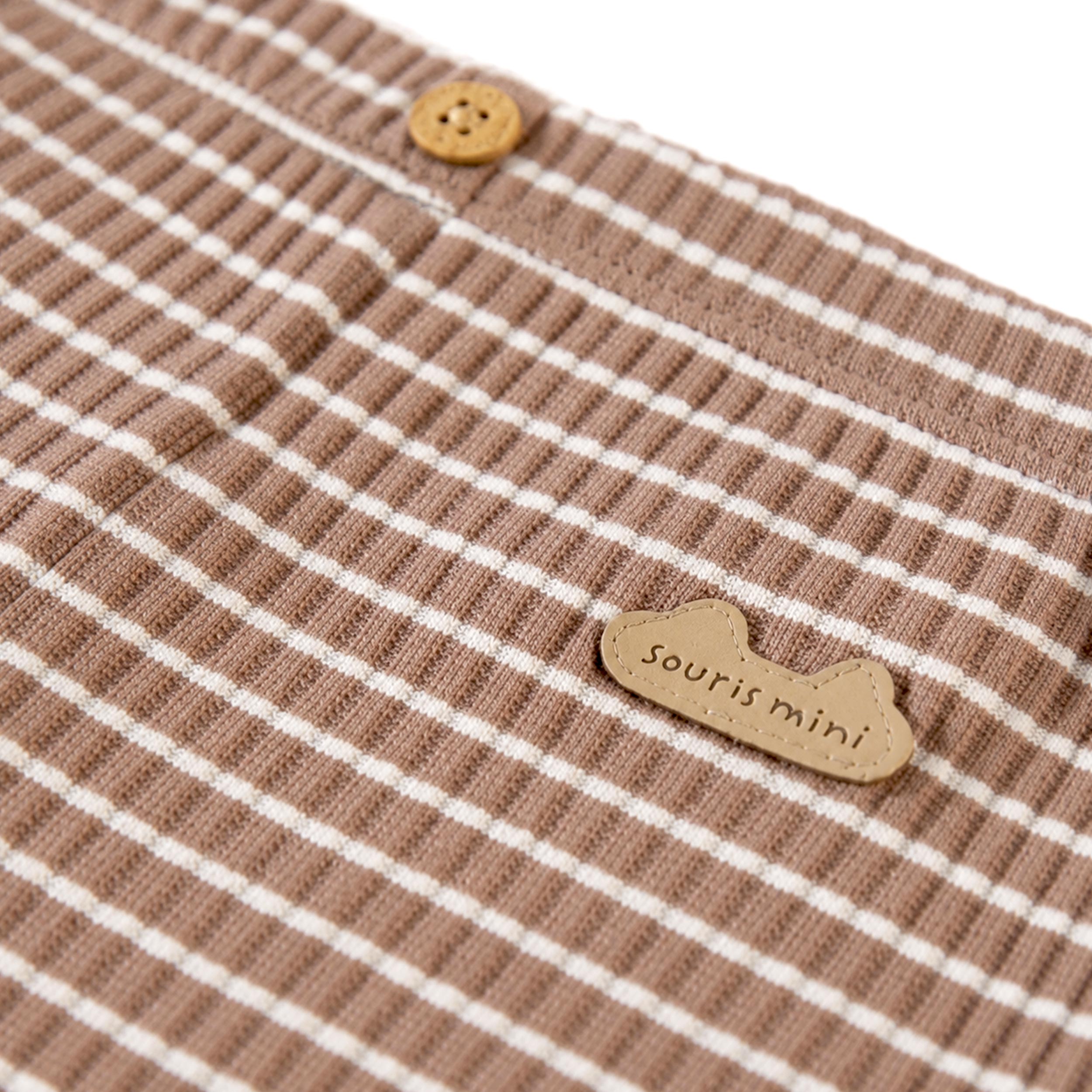 Taupe striped stretch ribbed cotton leggings, baby