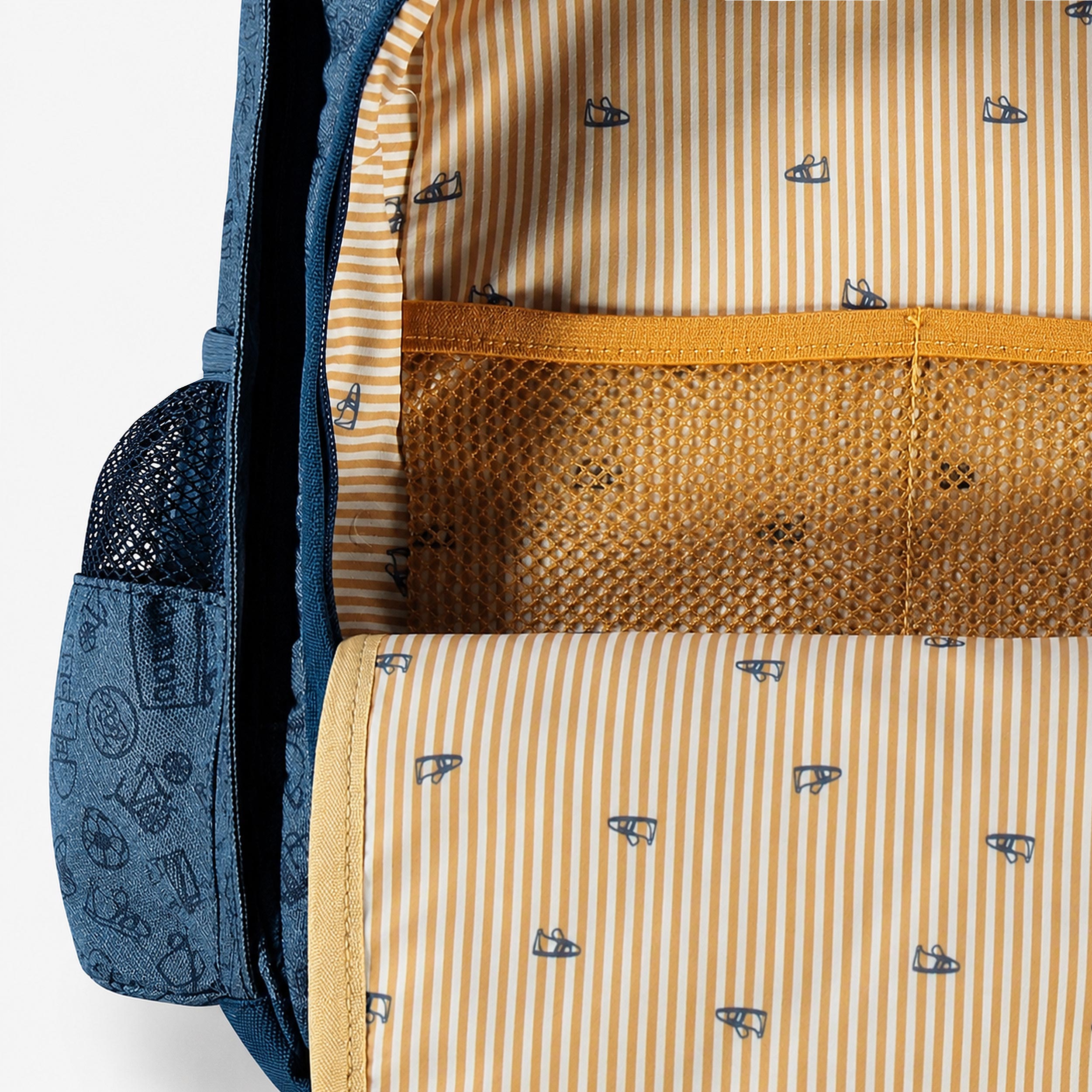 Blue printed school backpack