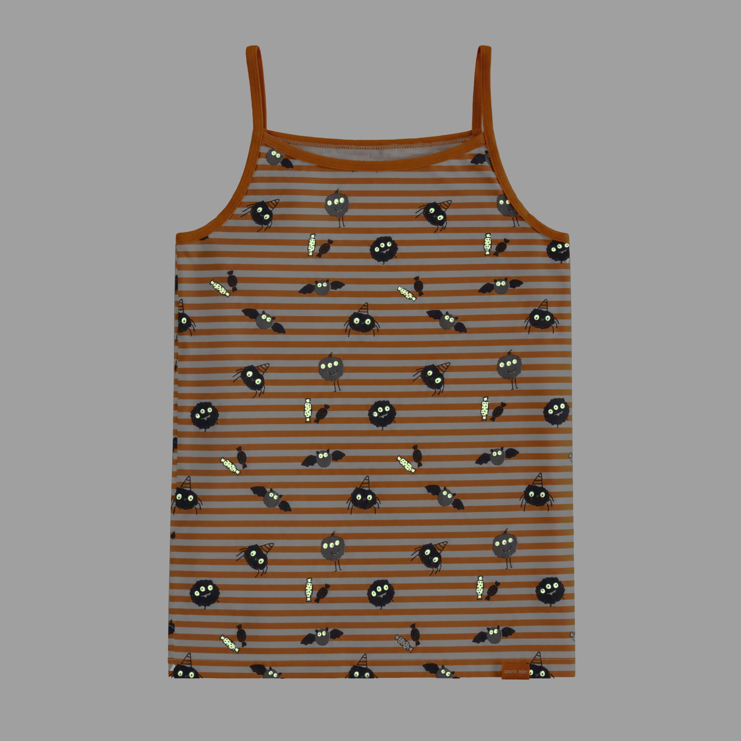 Camisole orange à rayures et motifs d’Halloween, enfant