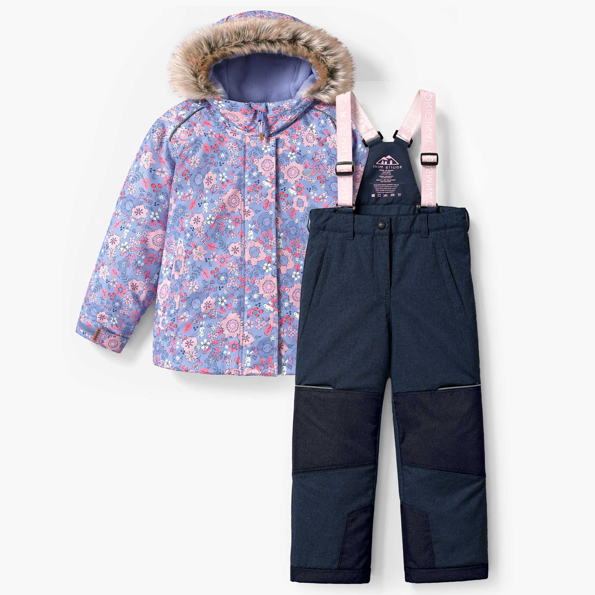 Purple Floral Two-Piece Snowsuit, child