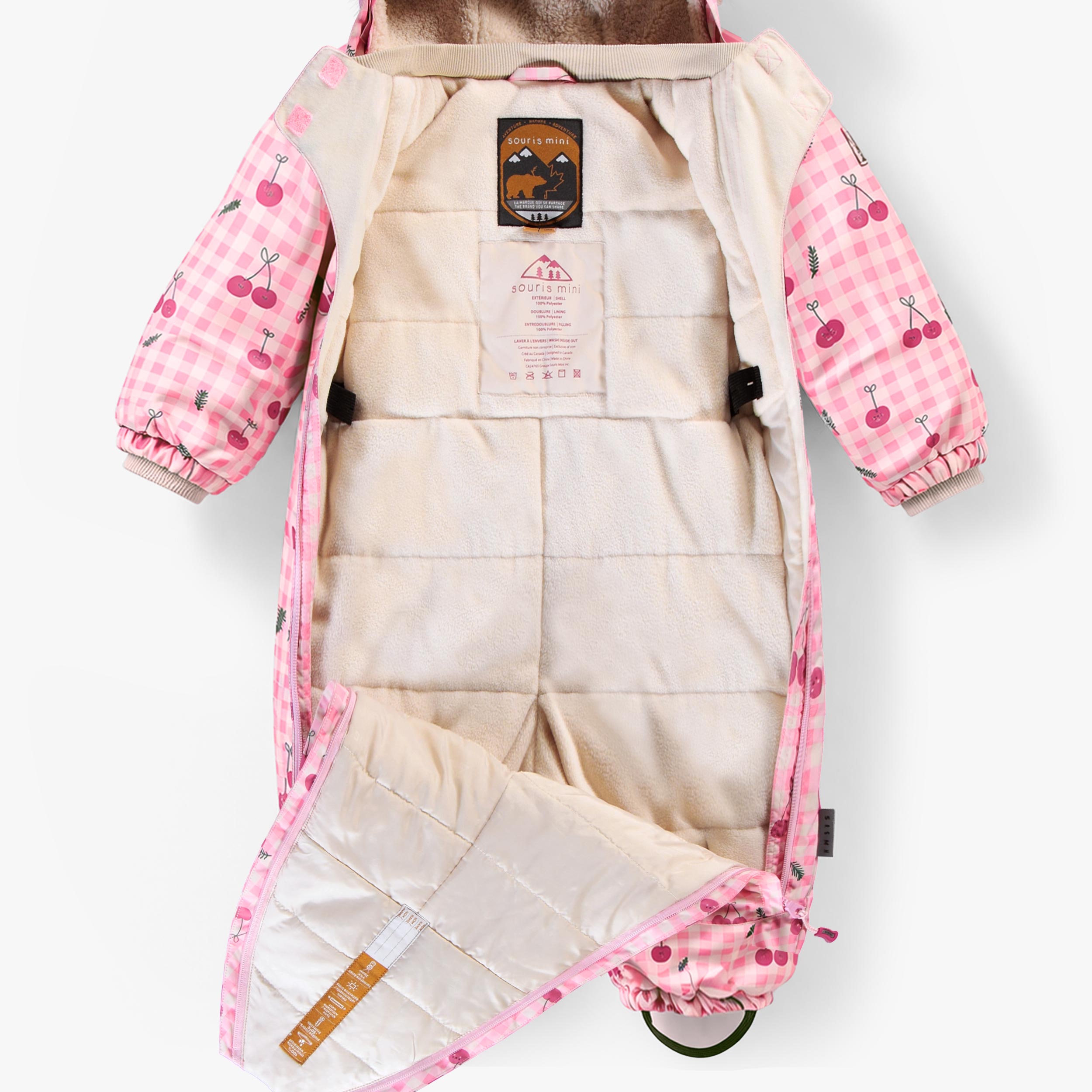 Pink Gingham One-Piece Snowsuit with Print, baby