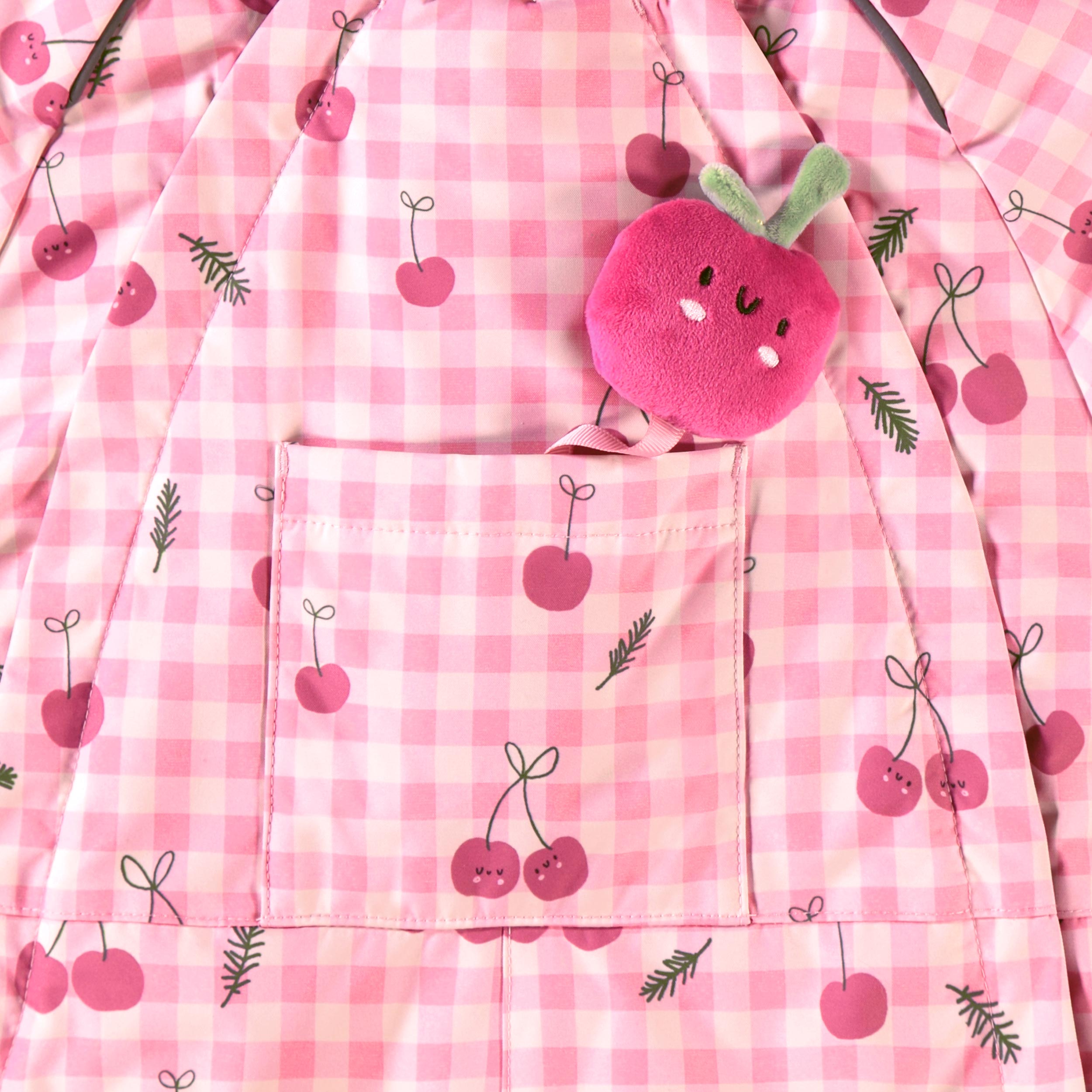 Pink Gingham One-Piece Snowsuit with Print, baby