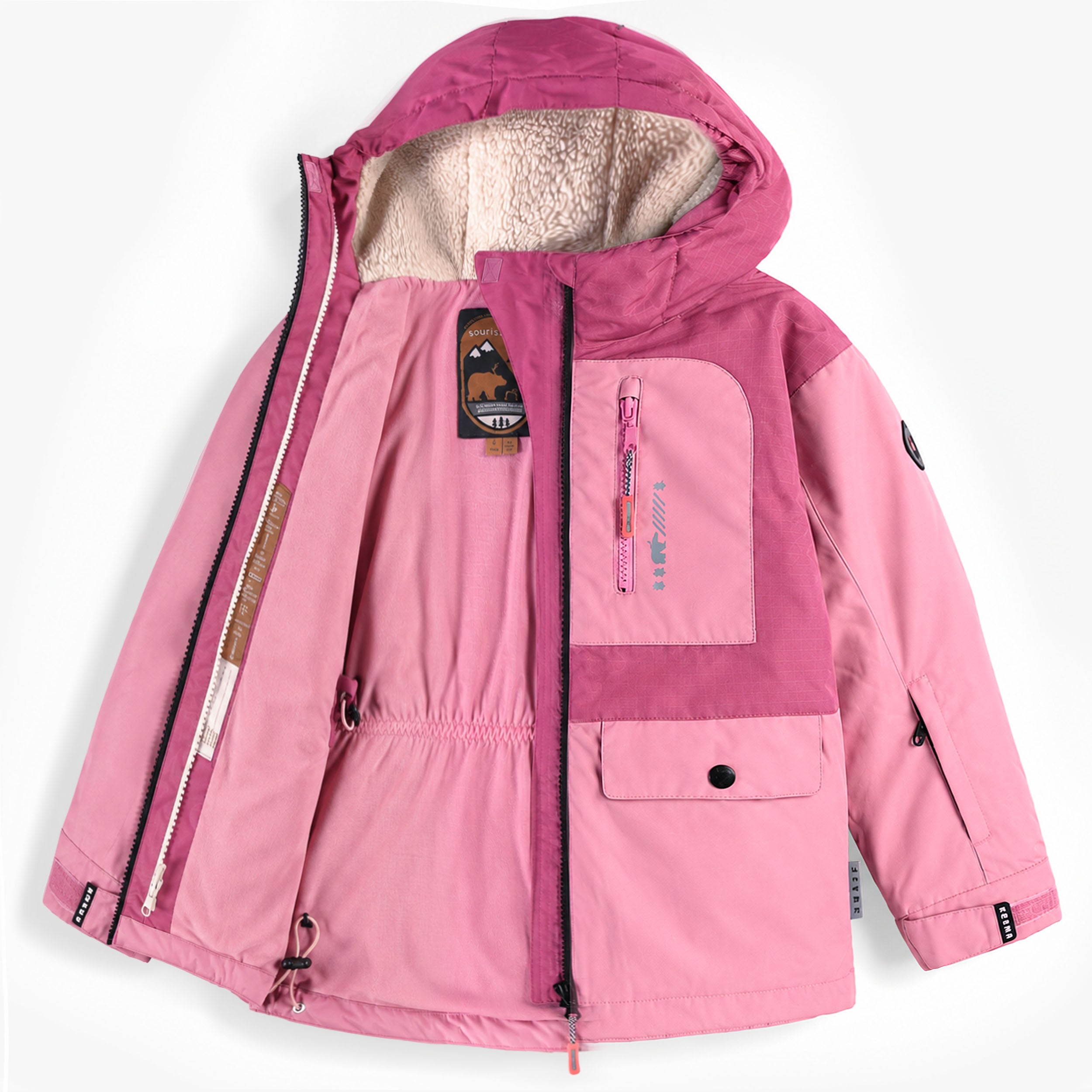 Habit de neige 3 en 1 rose et noir, enfant