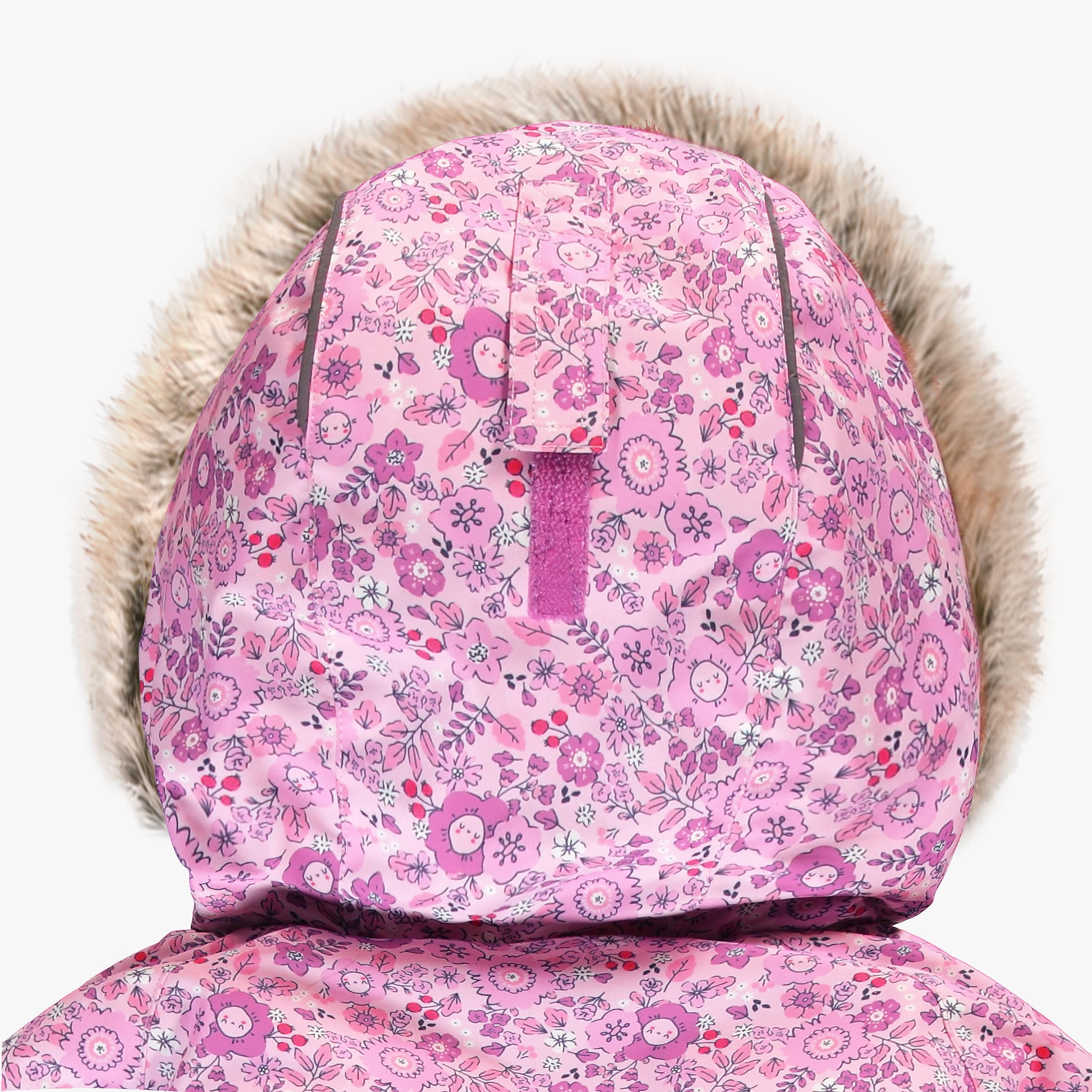 Pink floral print one-piece snowsuit , child
