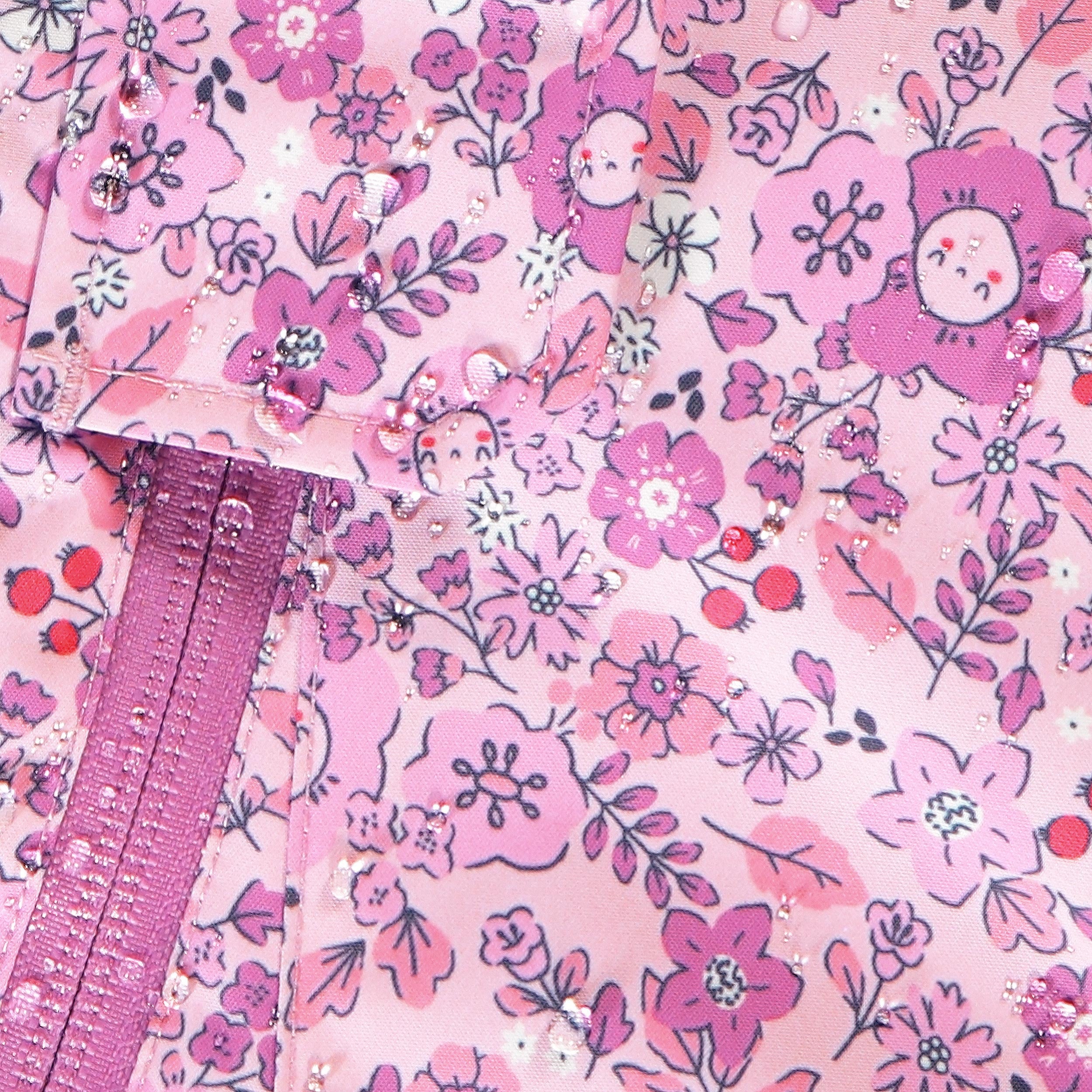 Pink floral print one-piece snowsuit , child