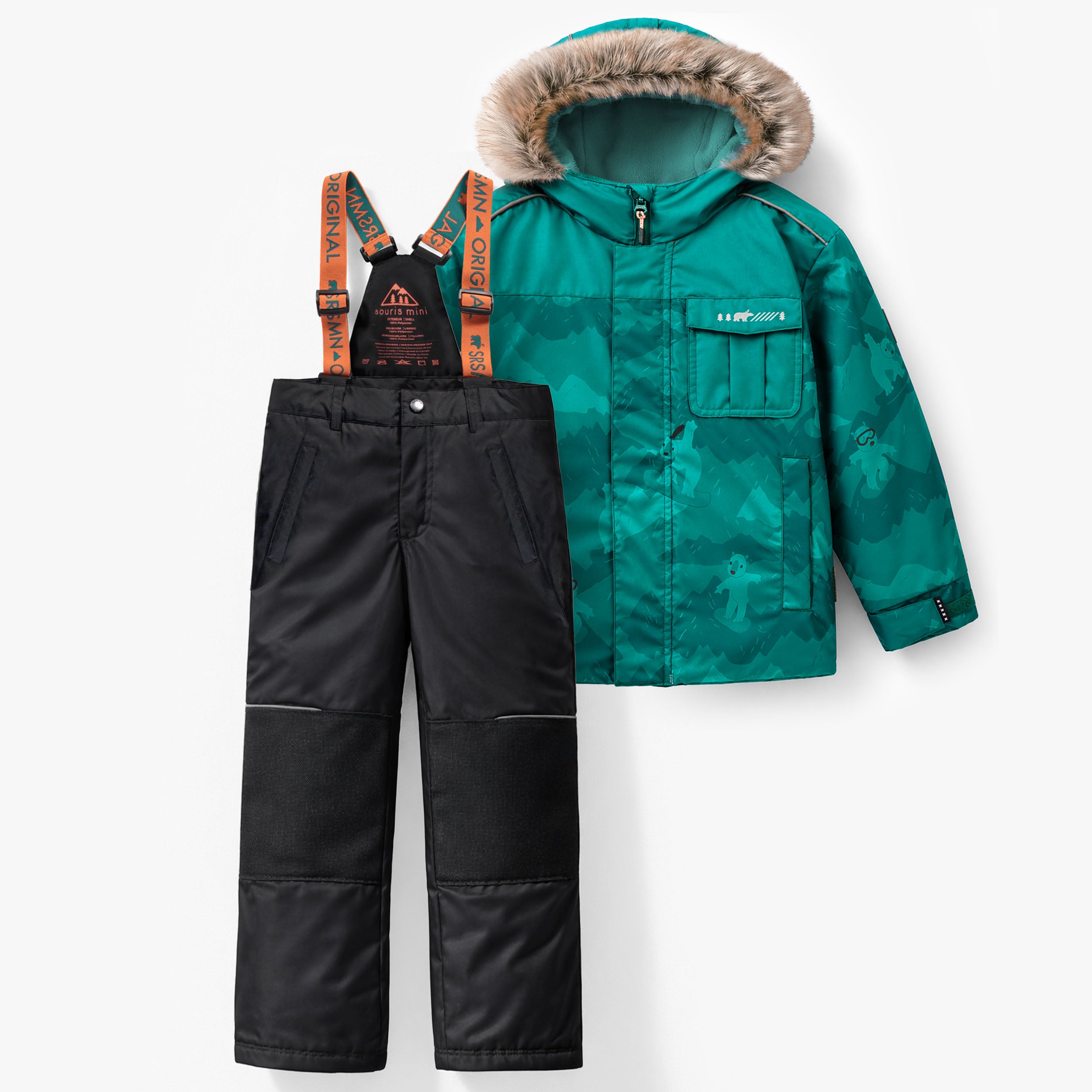 Turquoise Mountain Print Two-Piece Snowsuit, child