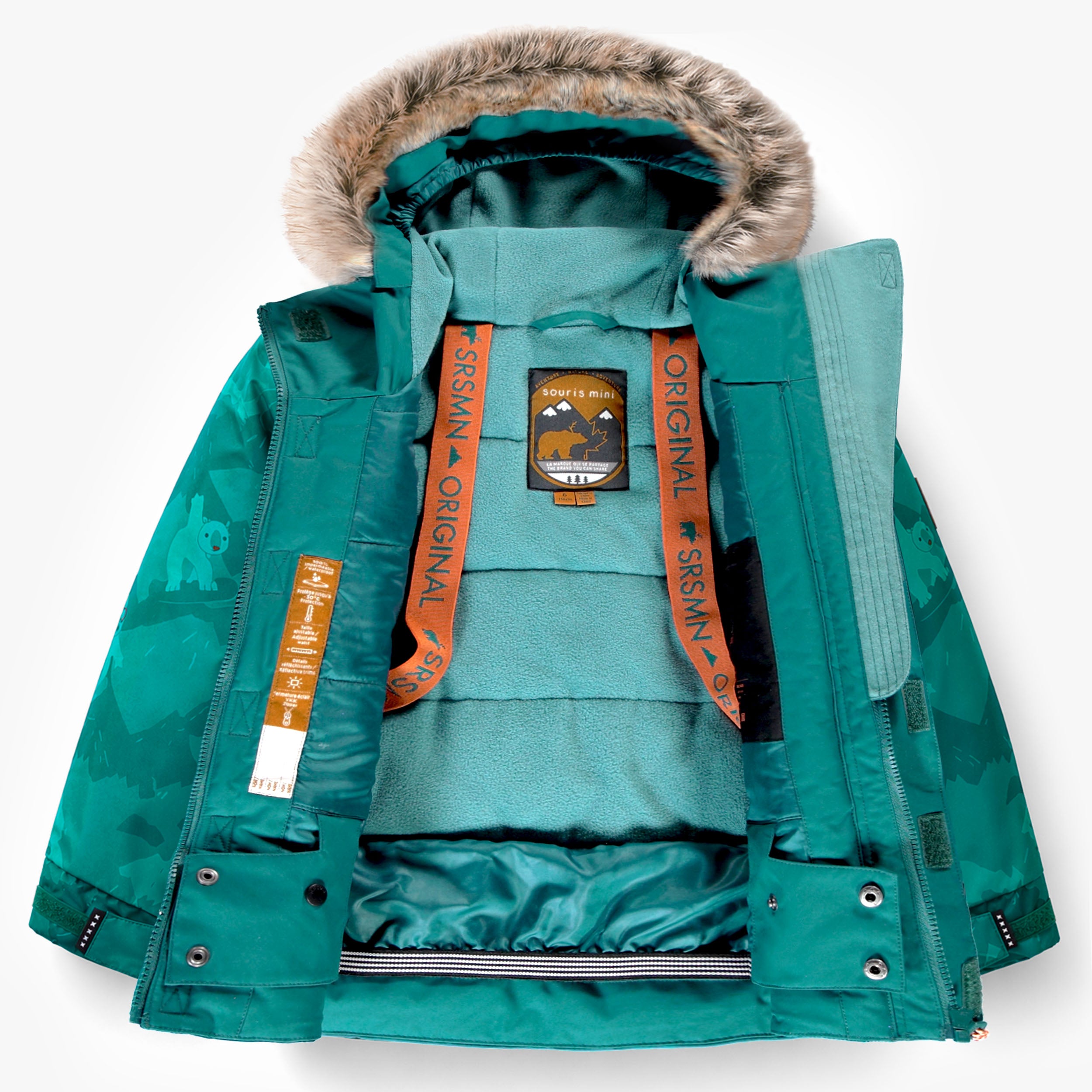Turquoise Mountain Print Two-Piece Snowsuit, child