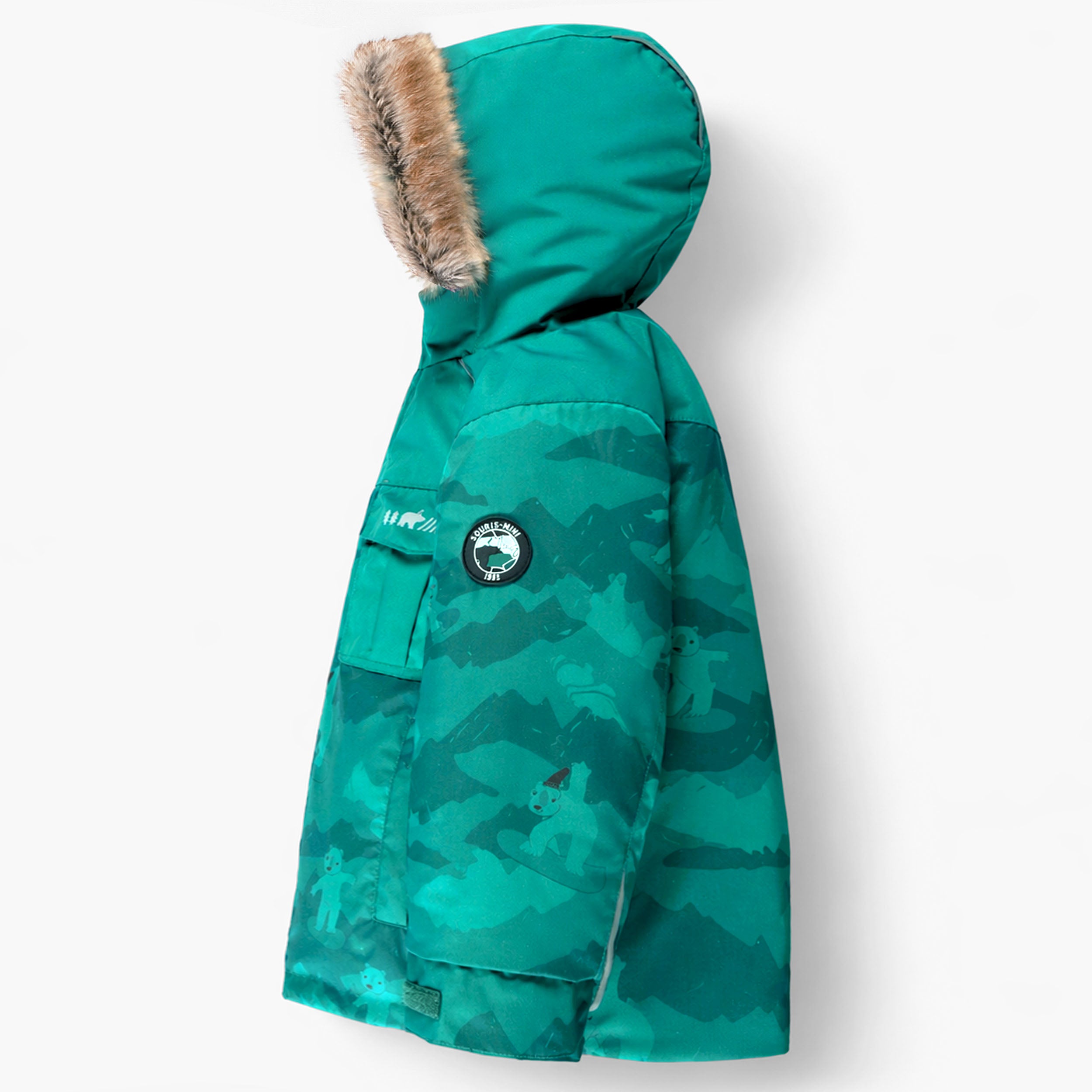 Turquoise Mountain Print Two-Piece Snowsuit, child