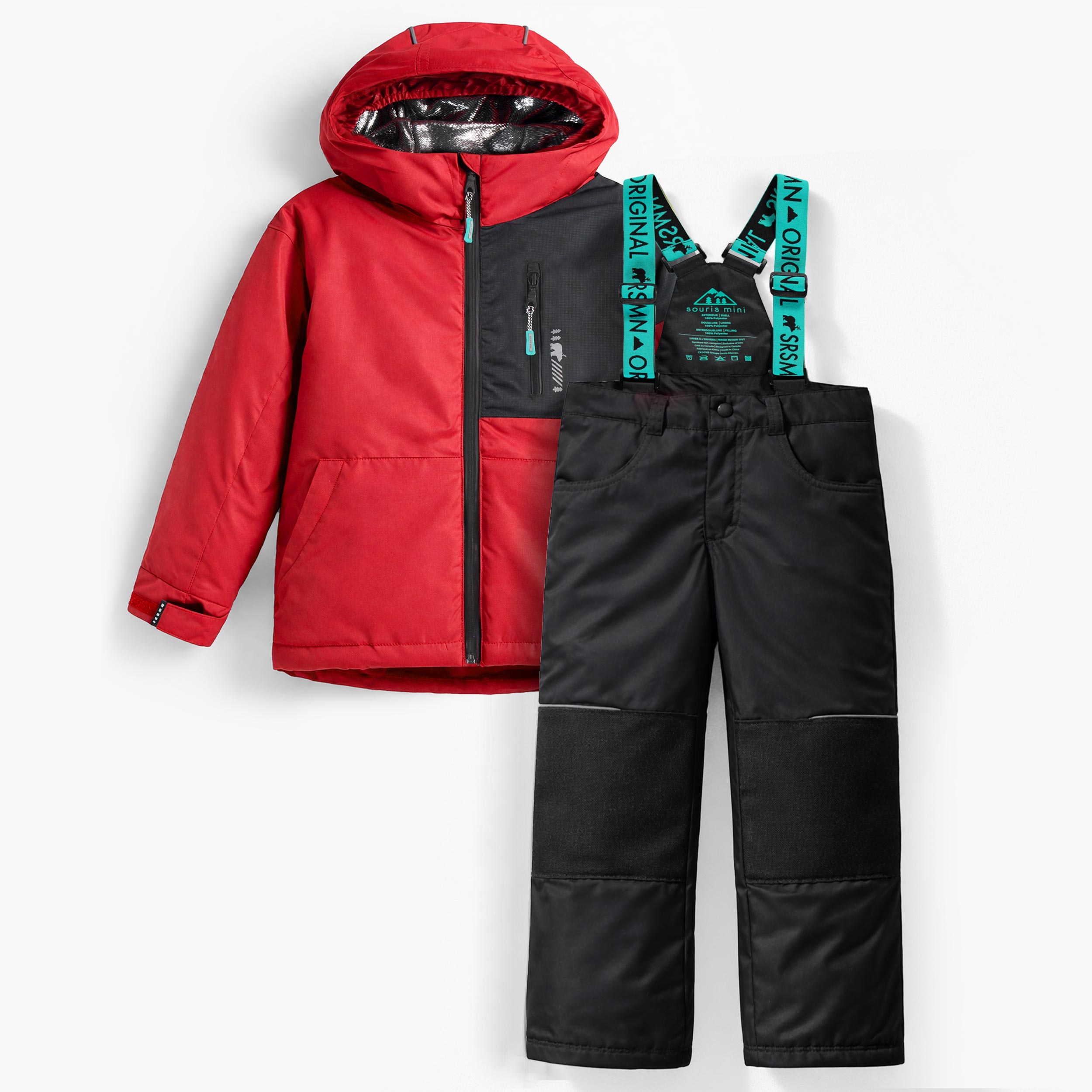 Red and Black PERFO+ Two-Piece Snowsuit, child