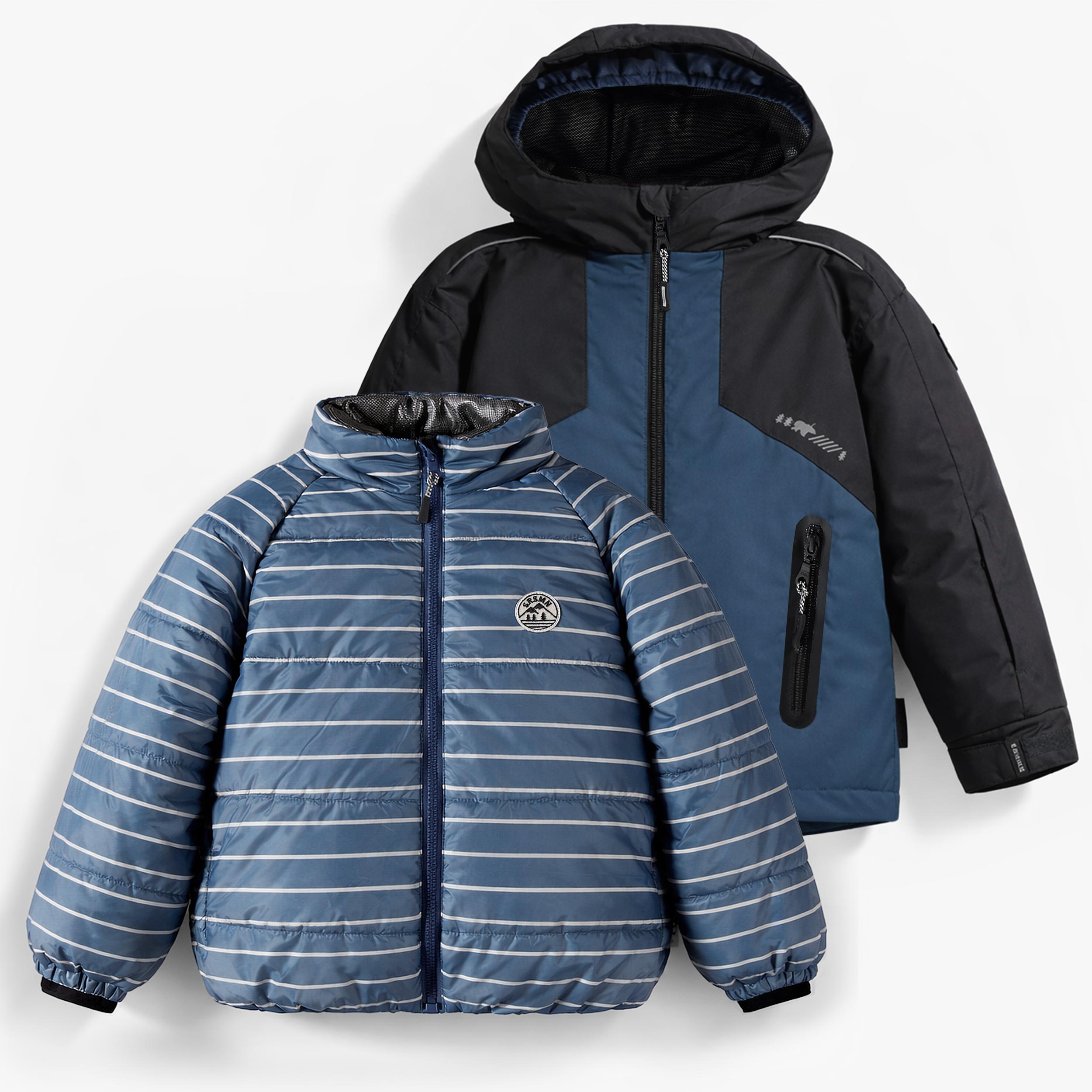 Manteau d'hiver 3 en 1 bleu et noir, enfant