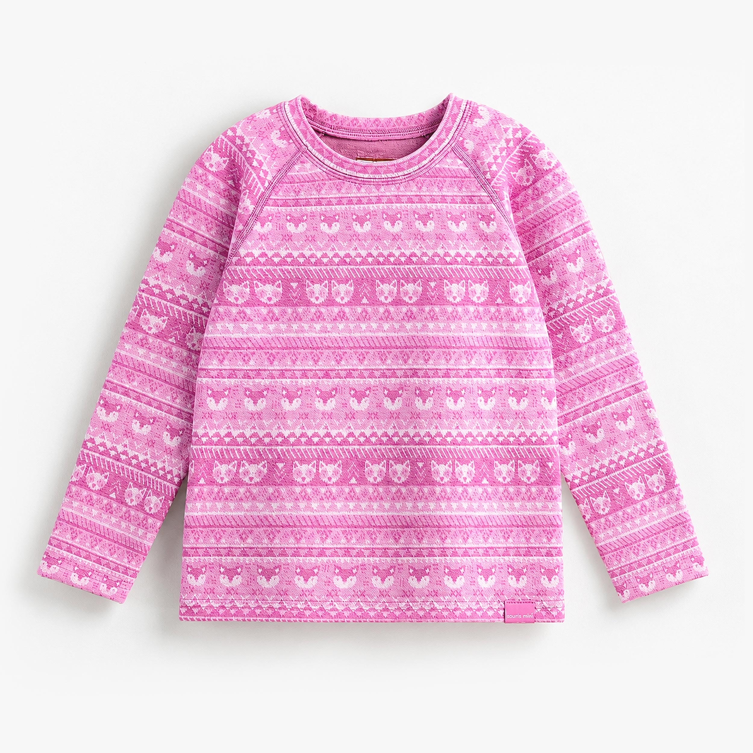 Pink Patterned Merino Wool Sweater, child