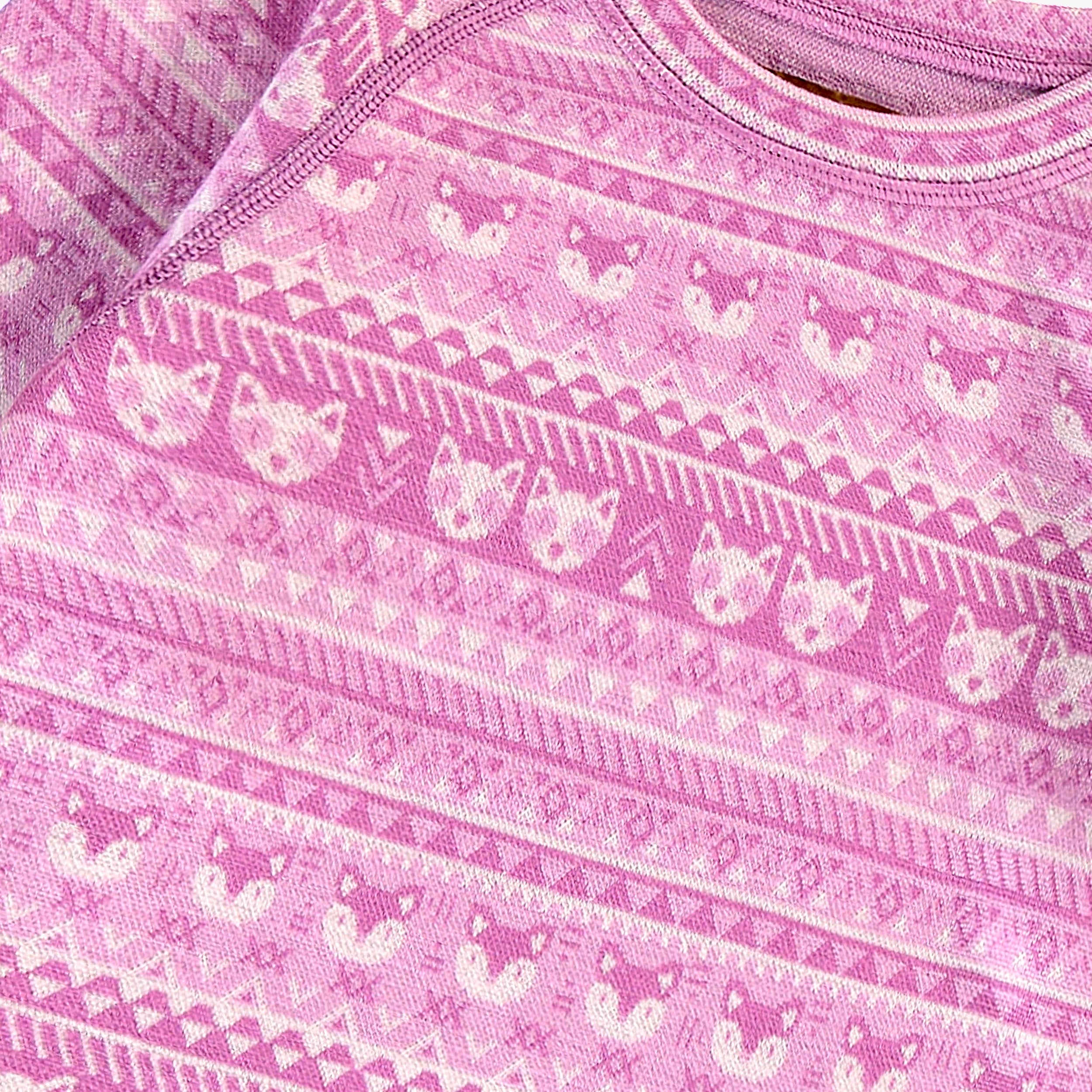 Pink Patterned Merino Wool Sweater, child