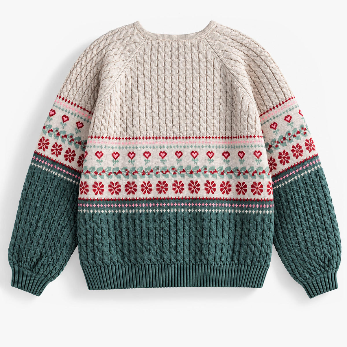 Cream and green knit sweater, adult