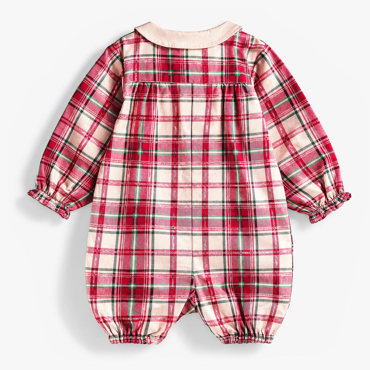 Red plaid flannel one-piece, newborn