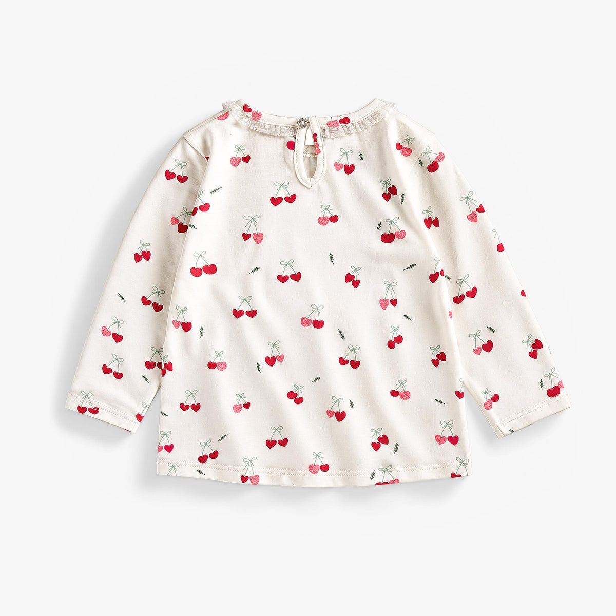 Cream holiday cherry print t-shirt, baby
