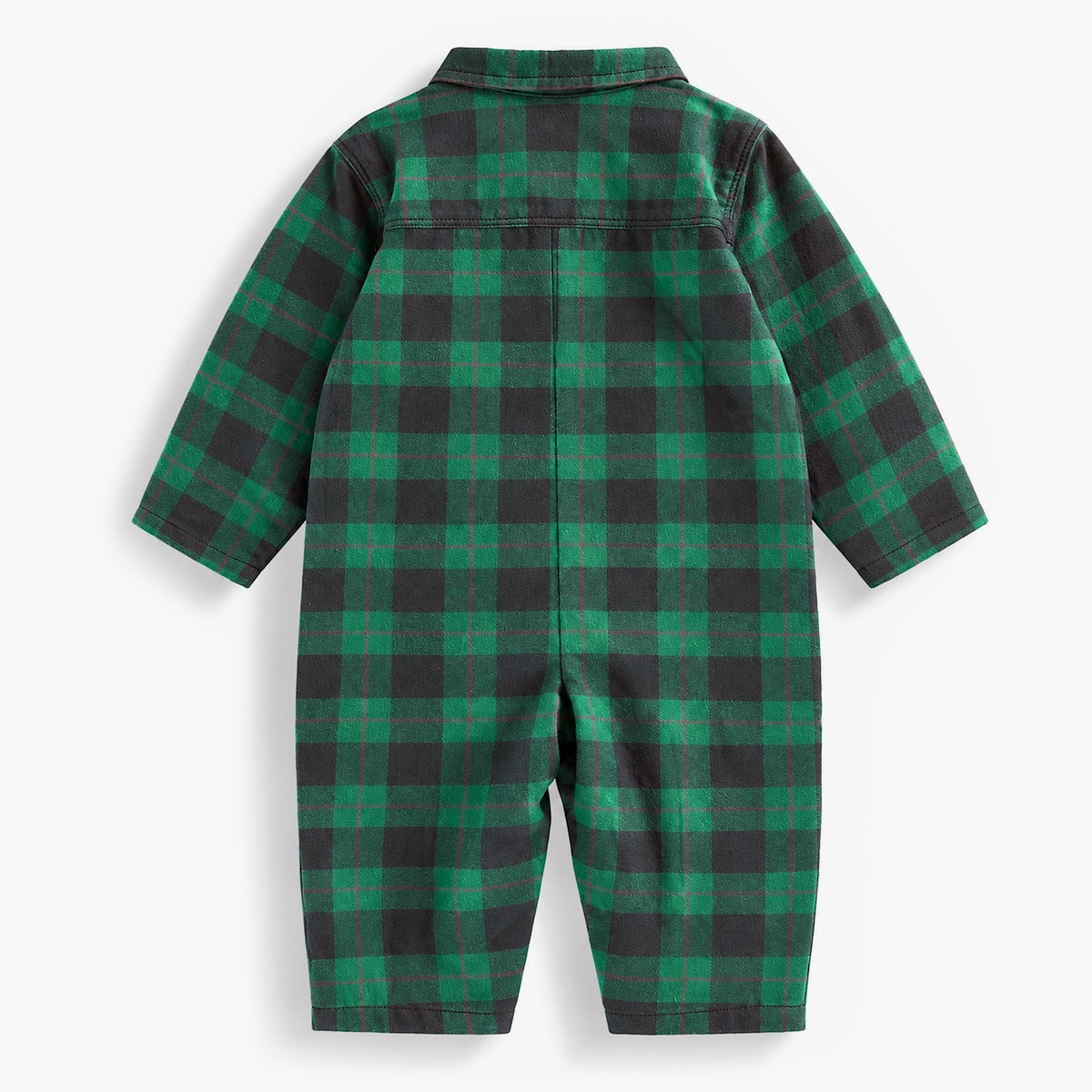 Green plaid flannel one-piece, newborn