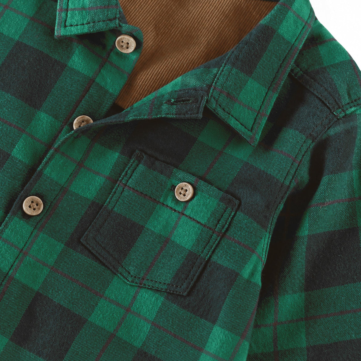Green plaid flannel one-piece, newborn