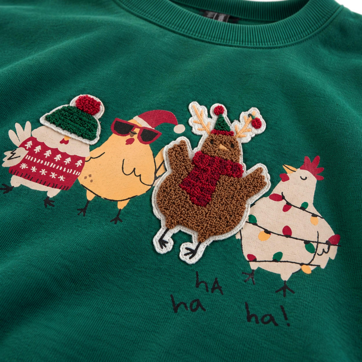 Green holiday graphic sweatshirt, adult