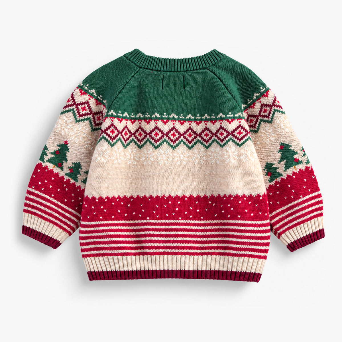 Chandail crème, rouge et vert en tricot des Fêtes, bébé