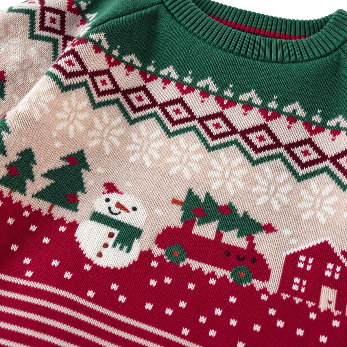 Chandail crème, rouge et vert en tricot des Fêtes, enfant