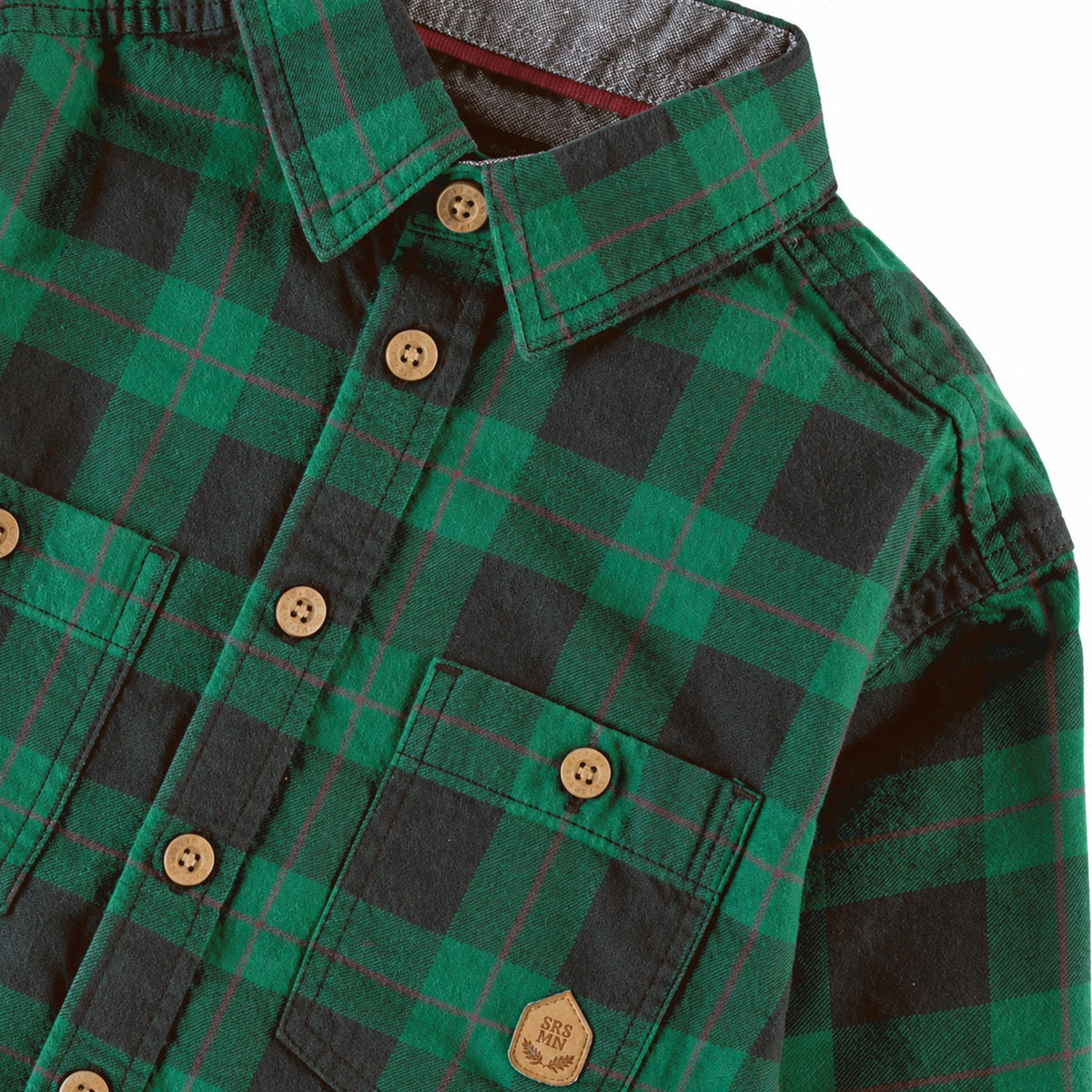 Chemise verte à carreaux en flanelle, enfant