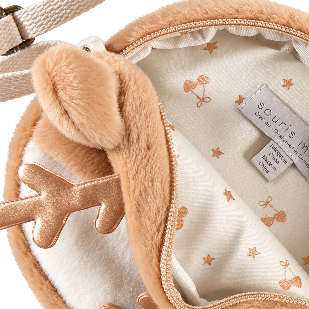 Sac à bandoulière brun en forme de renne, enfant