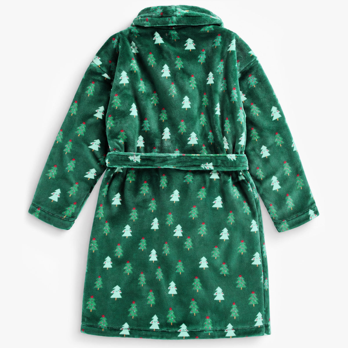 Robe de chambre vert forêt en peluche à motifs de sapins, adulte