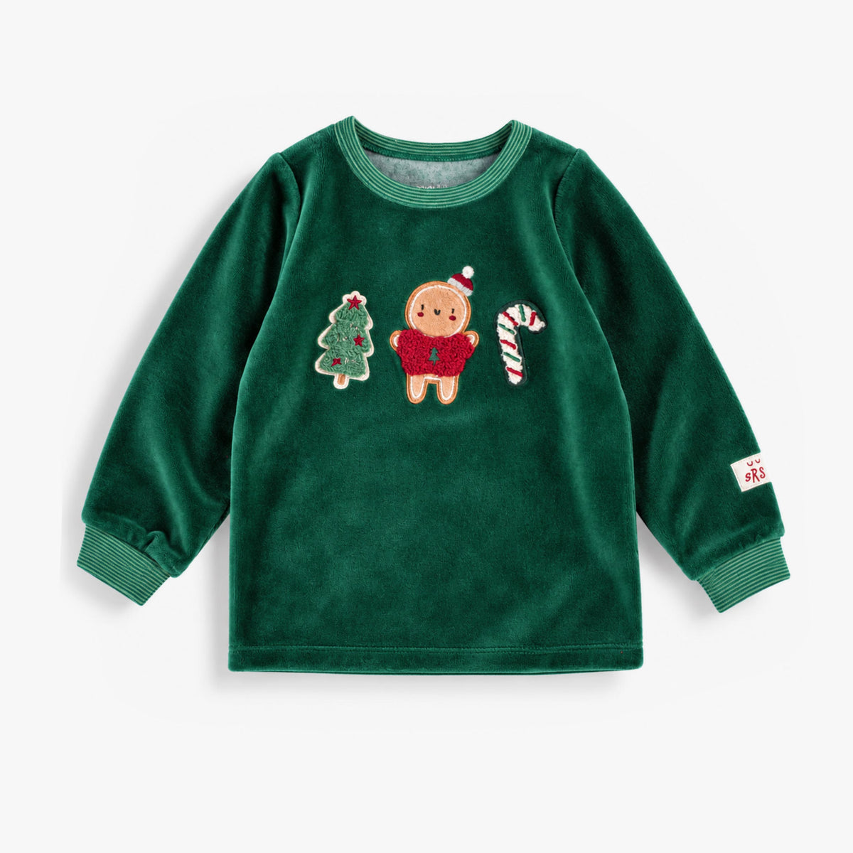 Pyjama deux pièces vert forêt en velours des Fêtes, bébé