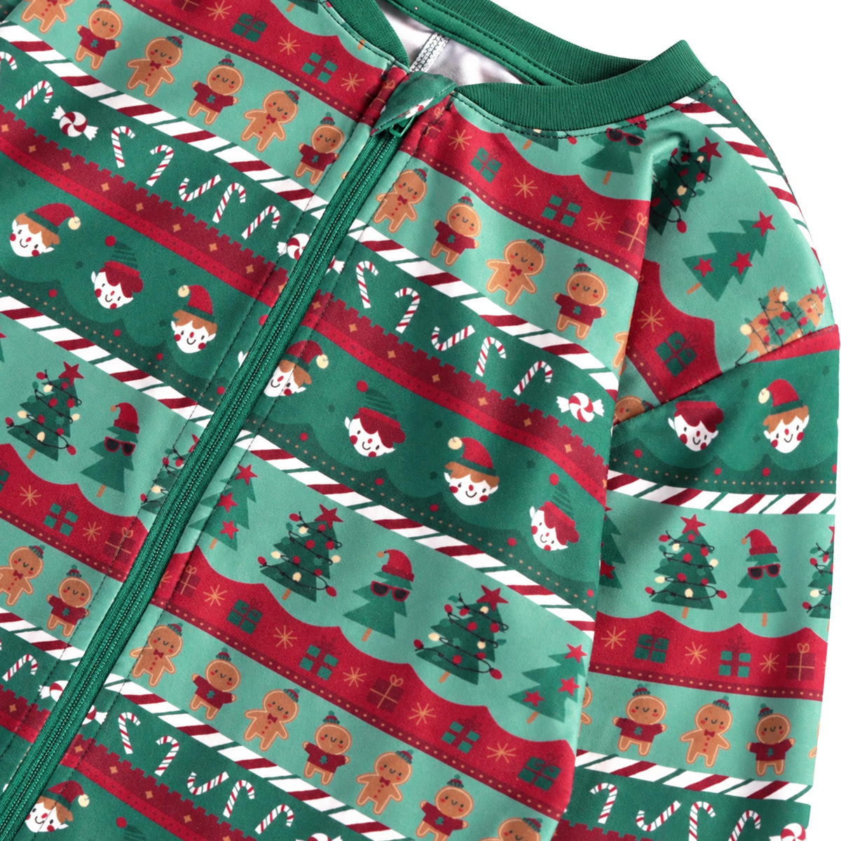 Pyjama une pièce vert forêt à motifs des Fêtes, enfant