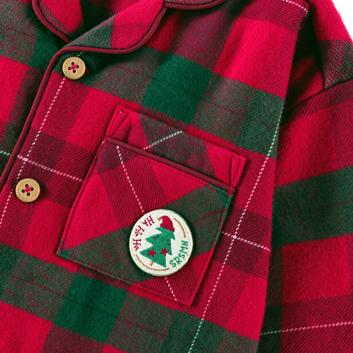 Pyjama deux pièces à carreaux rose et vert en flanelle, bébé