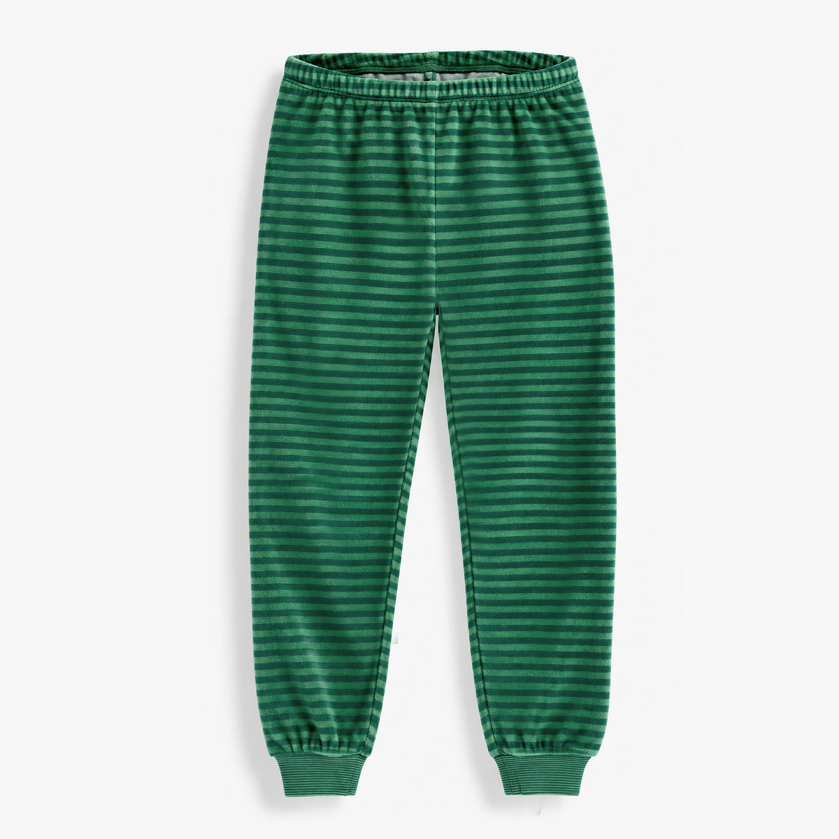Forest green two-piece holiday velvet pajama set, child