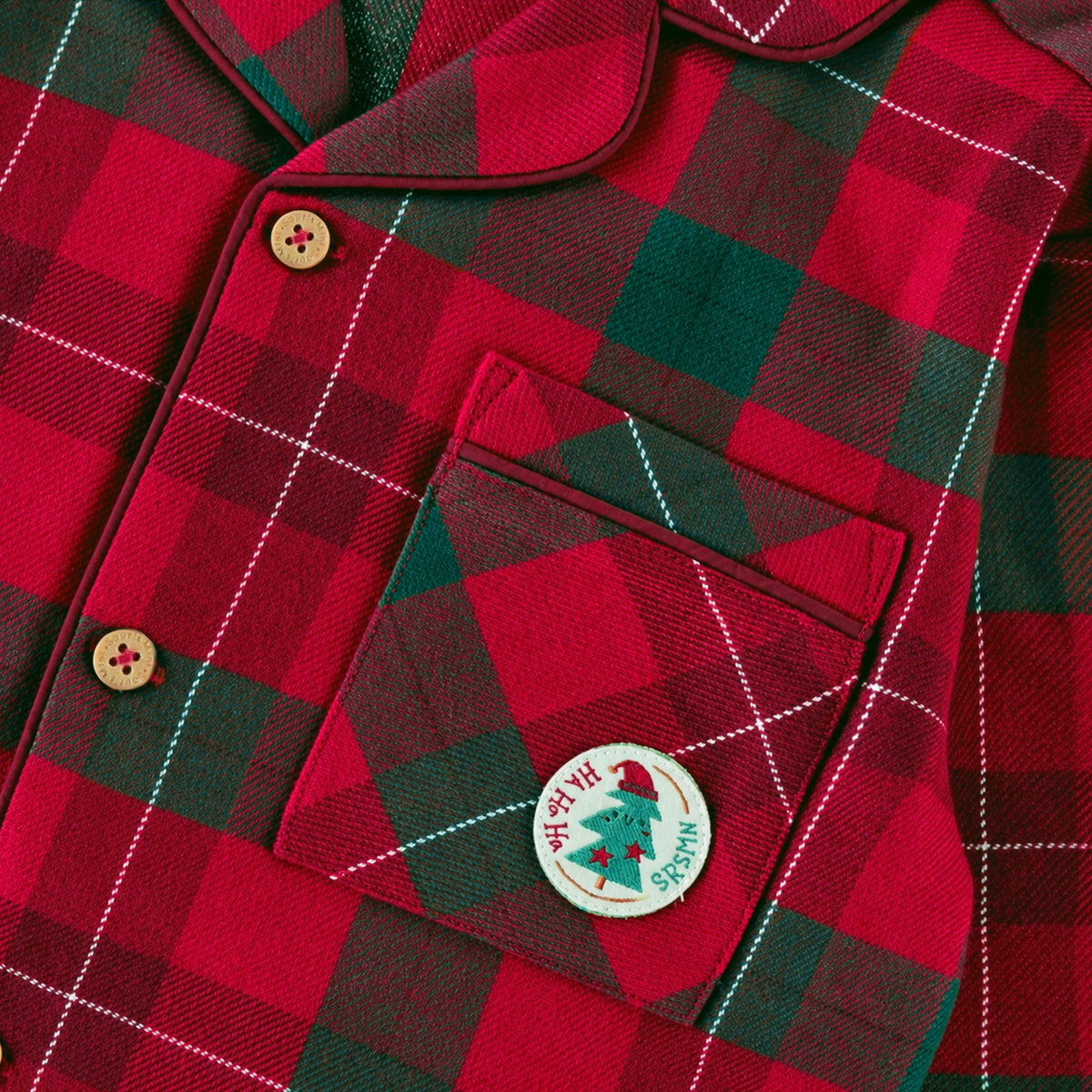 Pyjama deux pièces à carreaux rose et vert en flanelle, enfant