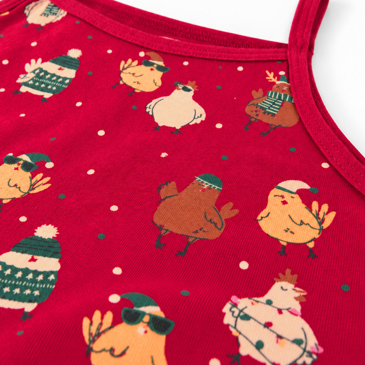 Camisole rouge à poules des Fêtes, enfant