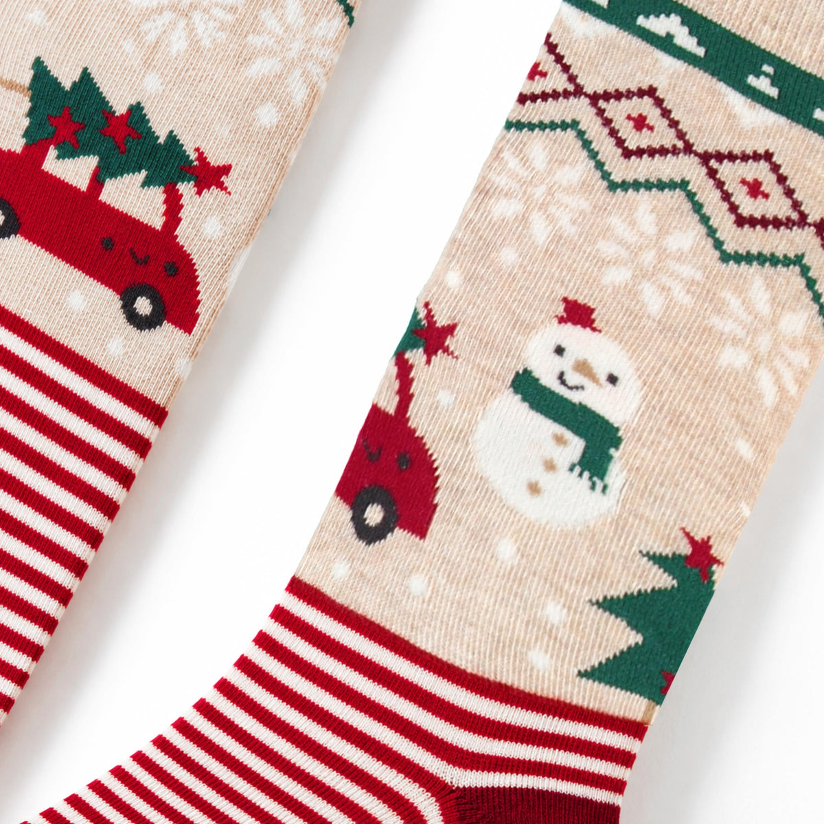 Chaussettes crème à imprimé des Fêtes, adulte
