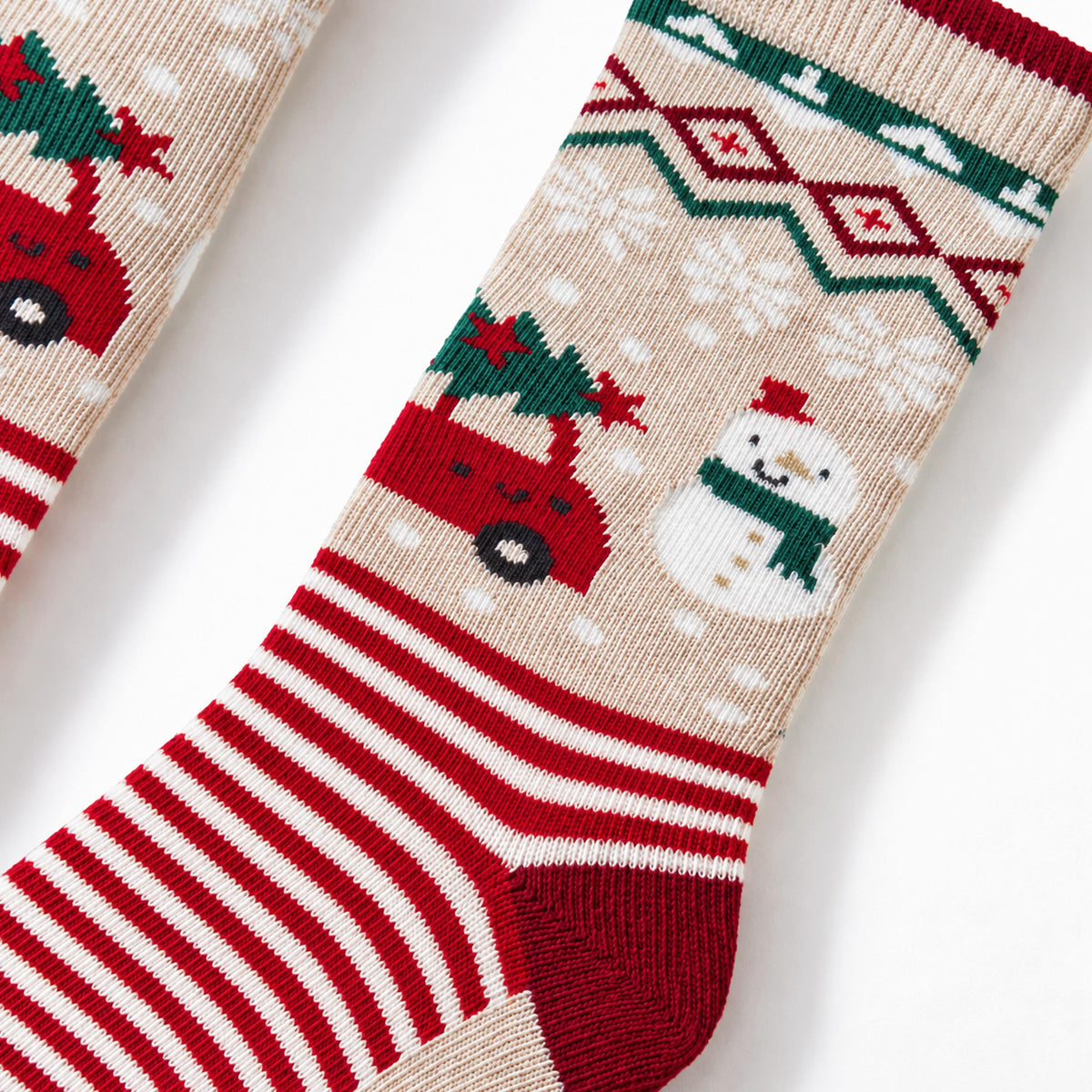 Chaussettes crème à imprimé des Fêtes, enfant