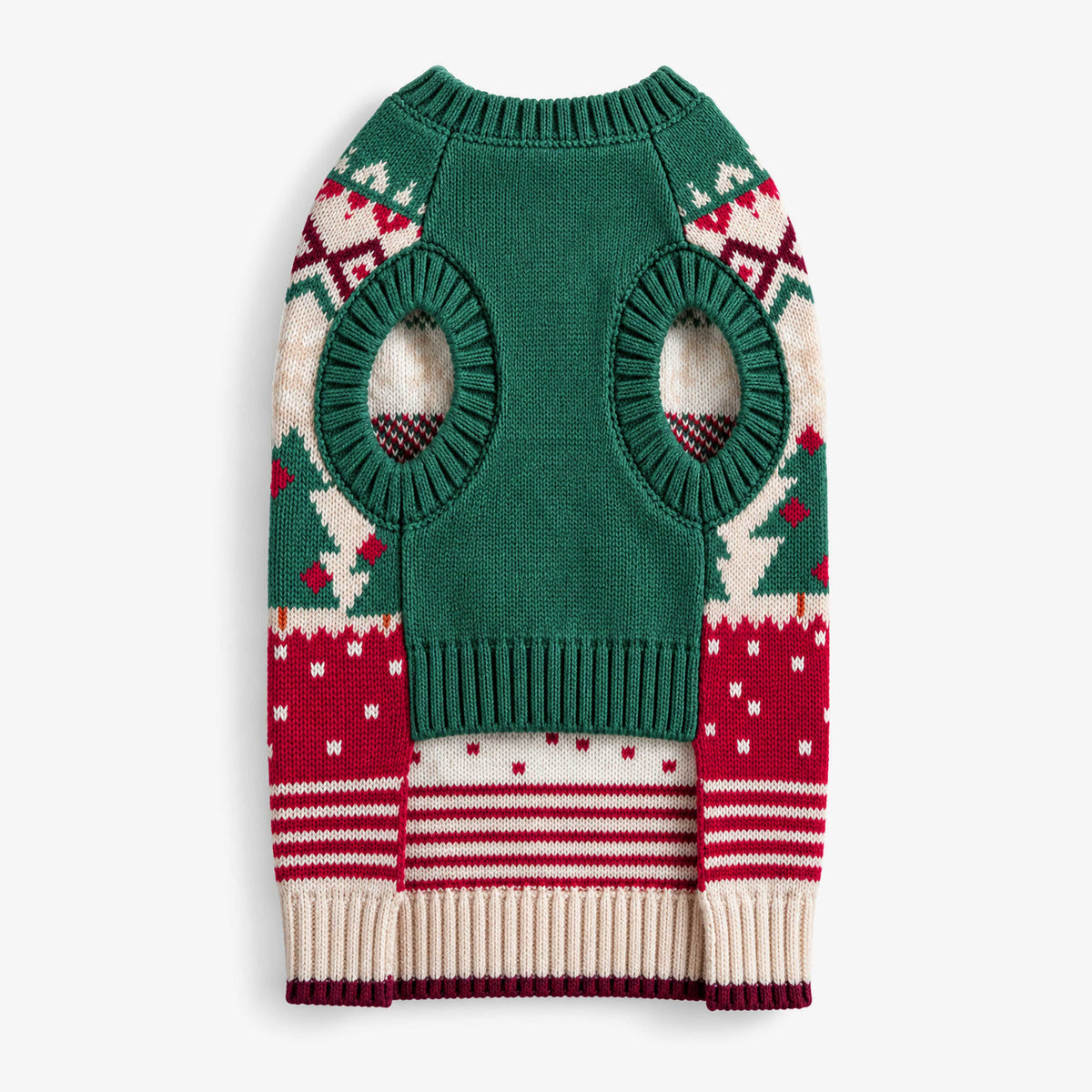 Chandail vert et rouge en tricot pour chien