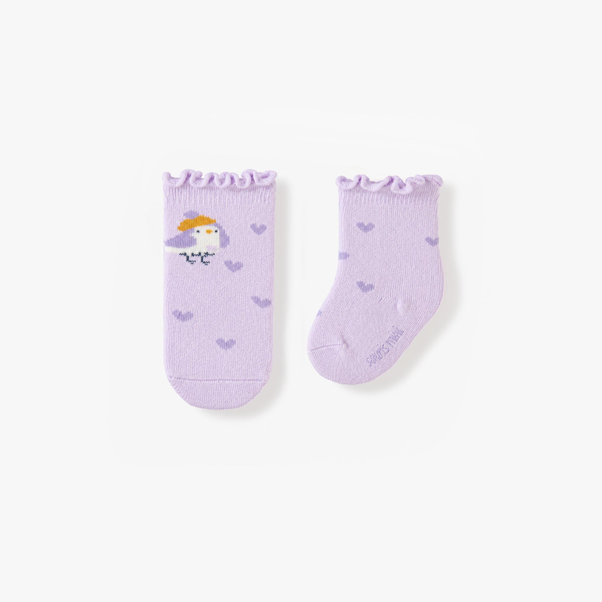 Chaussettes mauves avec illustration de canard, naissance