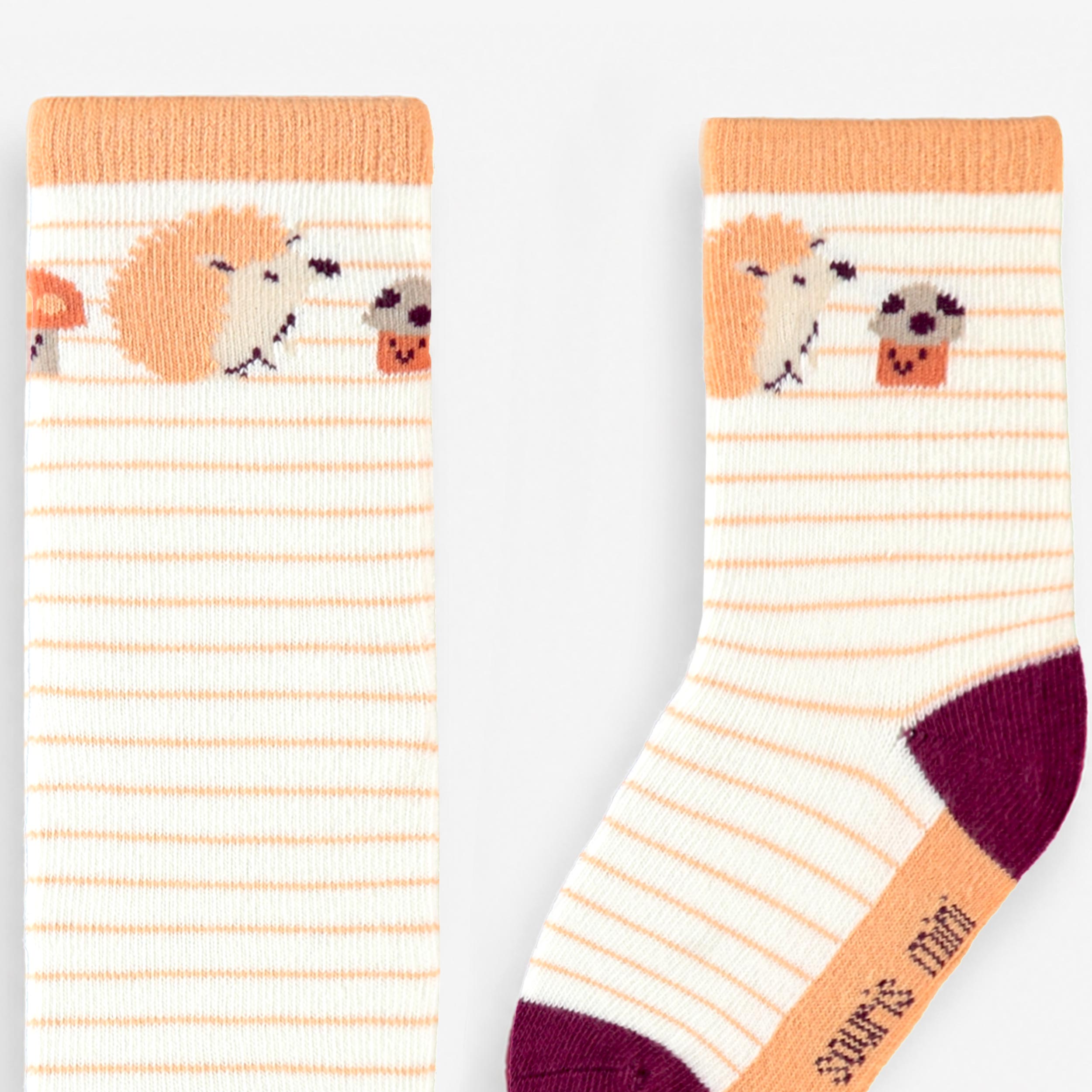 Cream striped animal print socks, baby boy