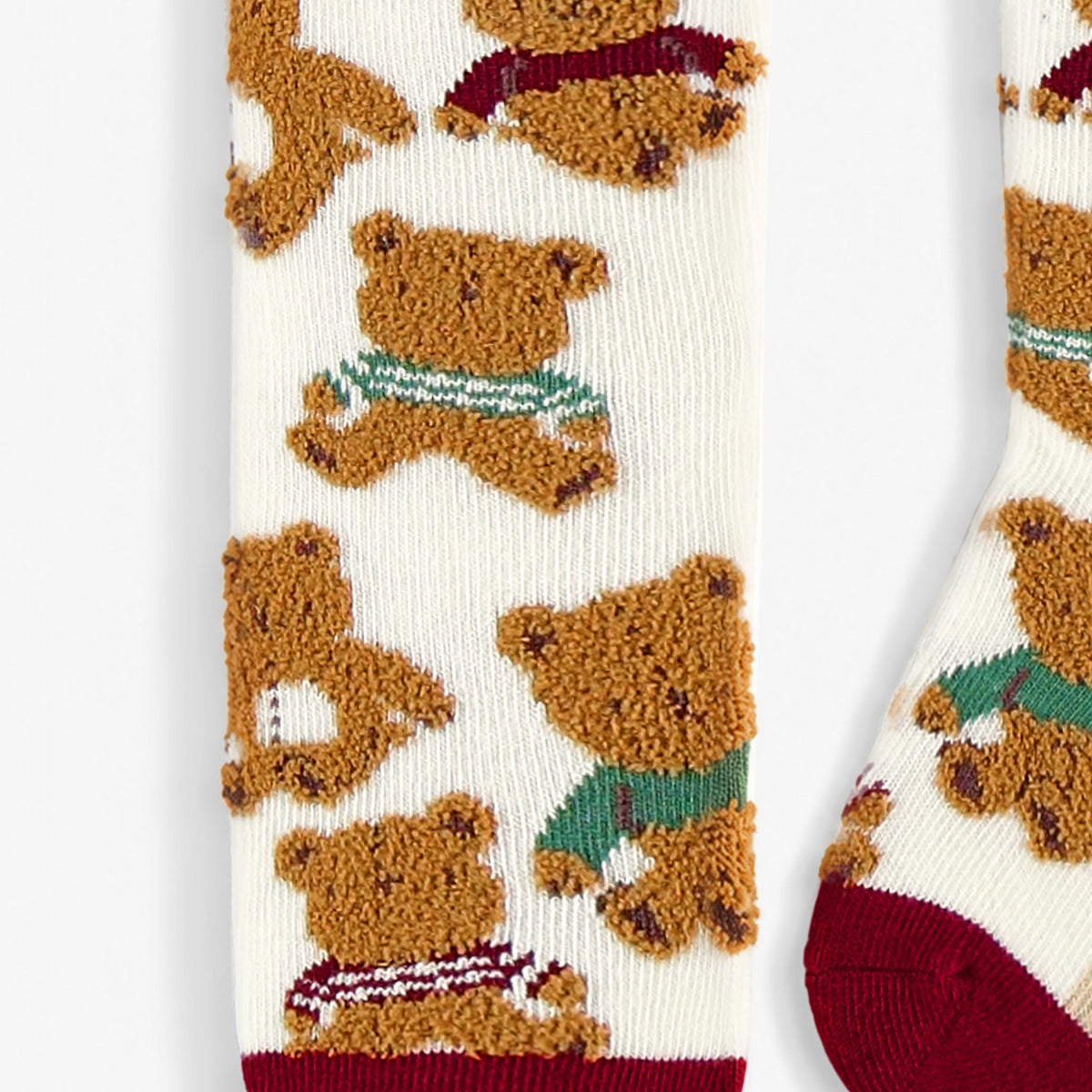 Cream bear print socks, baby