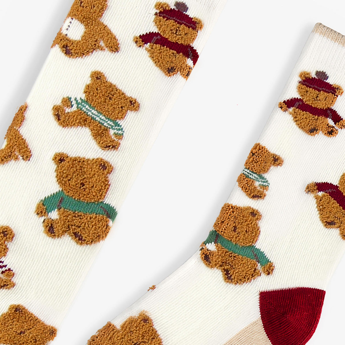 Chaussettes crème à motifs d’oursons, enfant