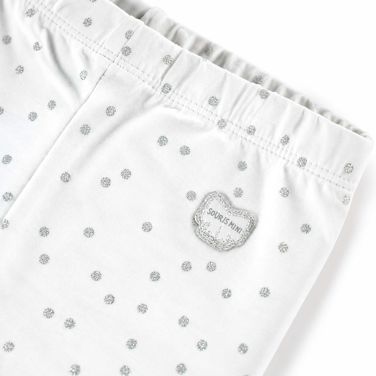 Cream leggings with small print, baby