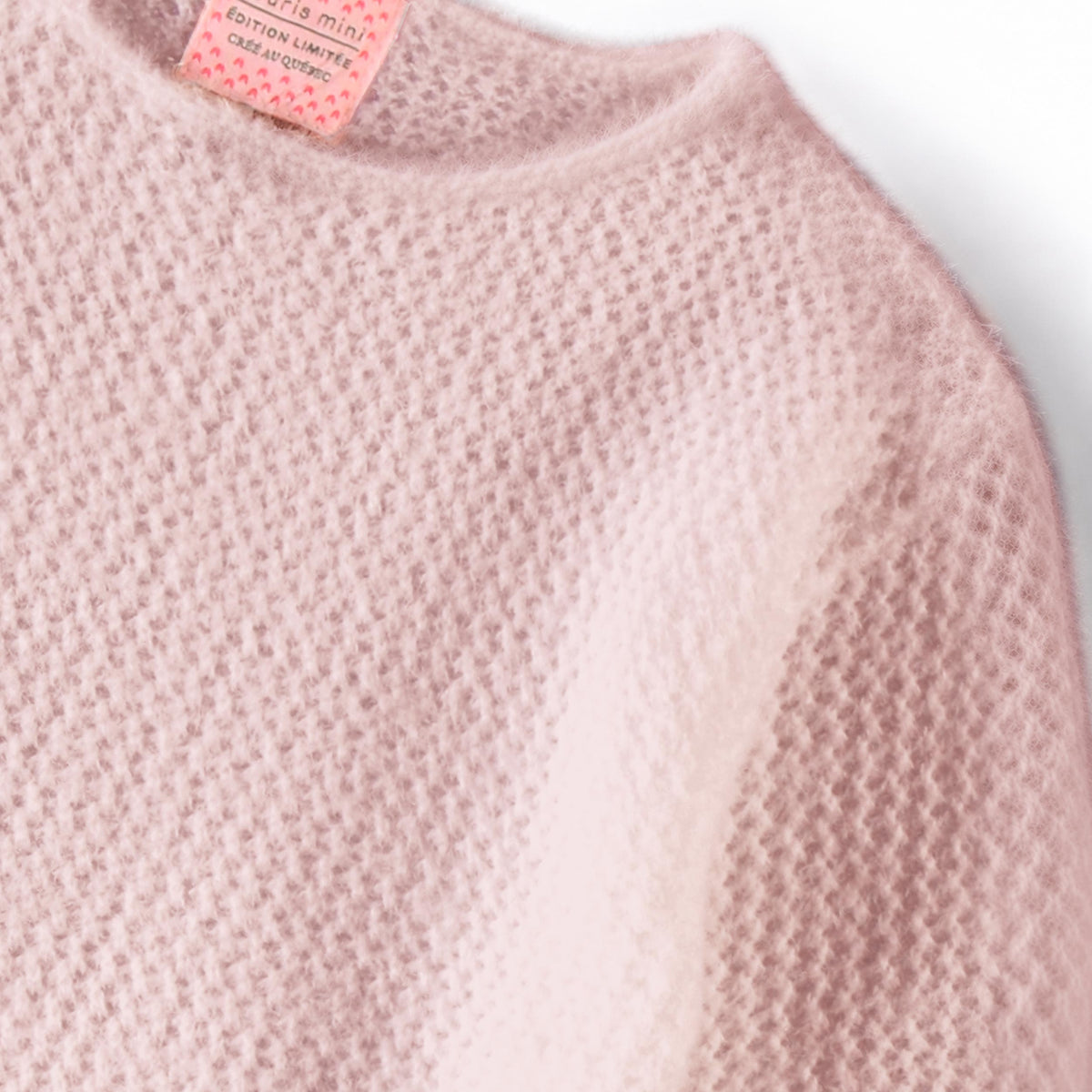 Chandail rose en maille à coupe courte, enfant