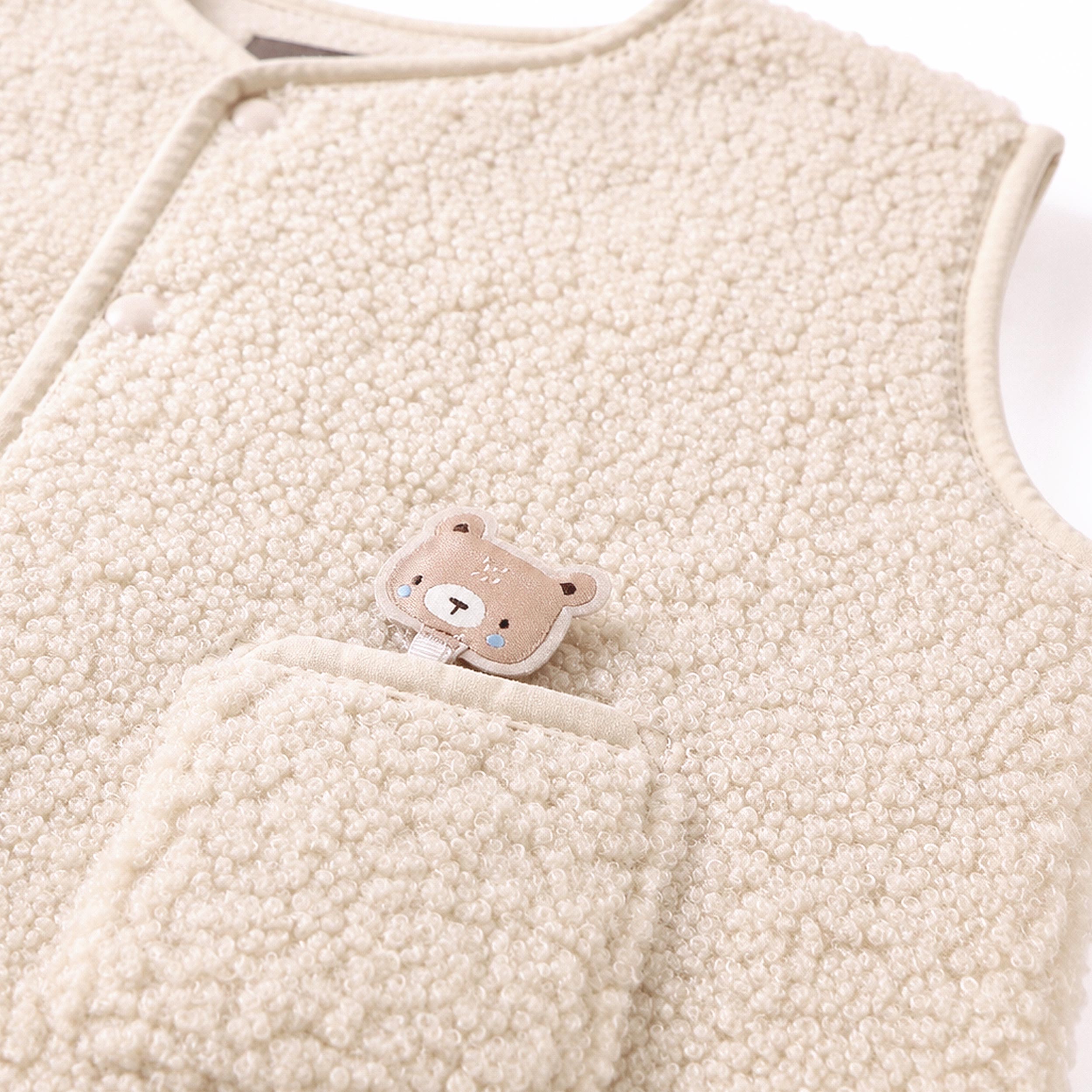 Beige sleeveless sherpa vest, baby