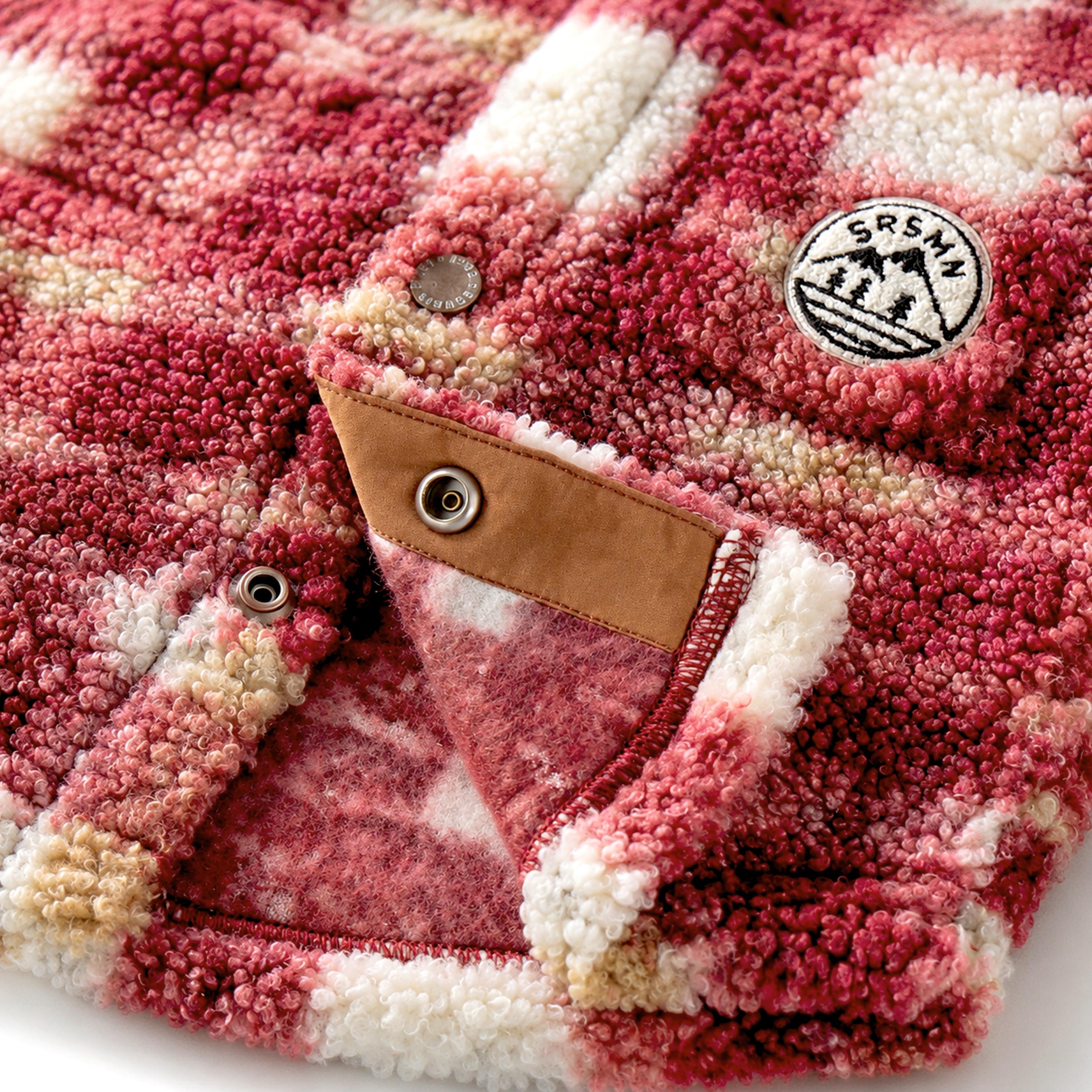 Red and cream plaid sherpa overshirt, baby